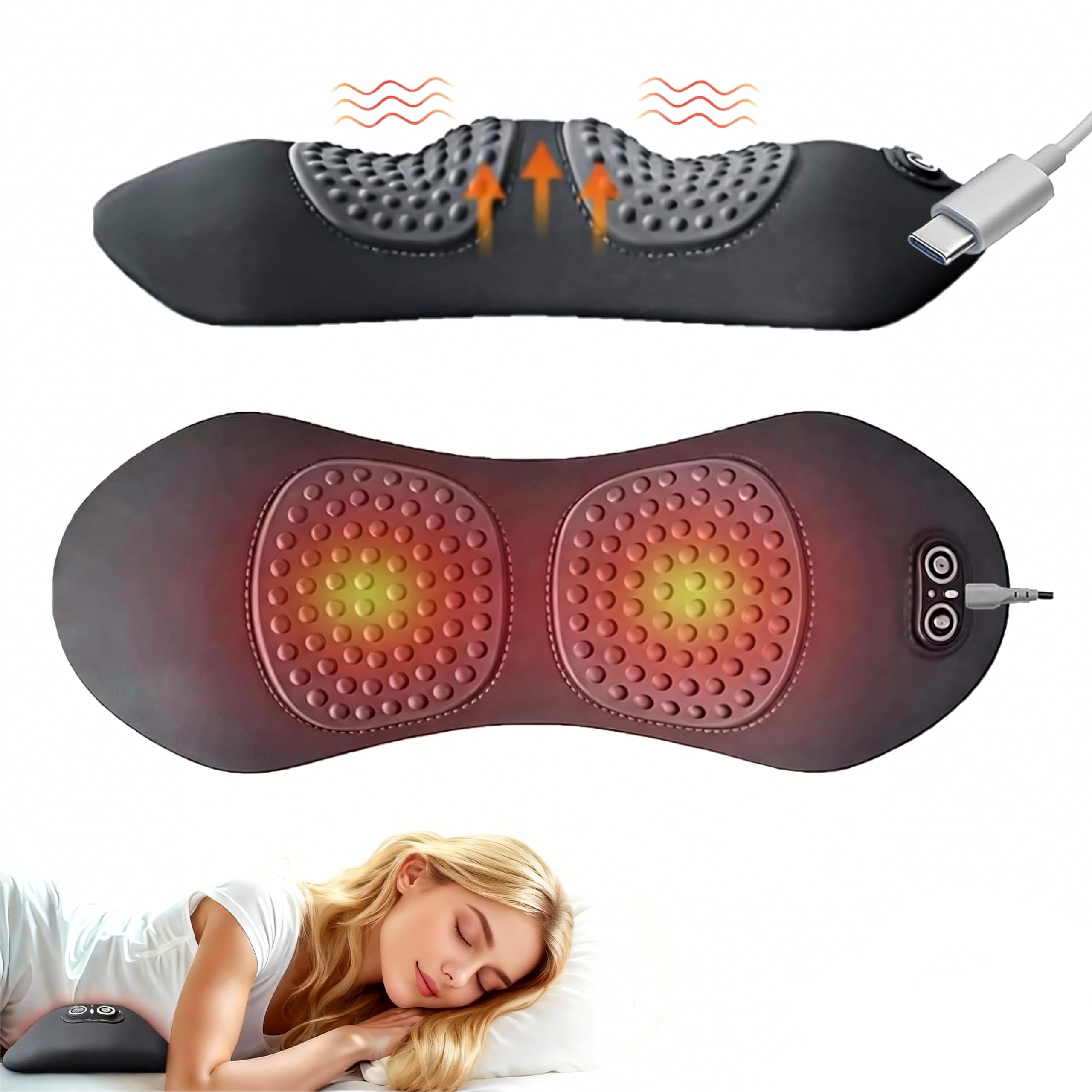 Smooth Spine Triple Fusion Back Massager for Sciatica Pain Relief 3-in-1 Lumbar Traction Device with Heat and Vibration
