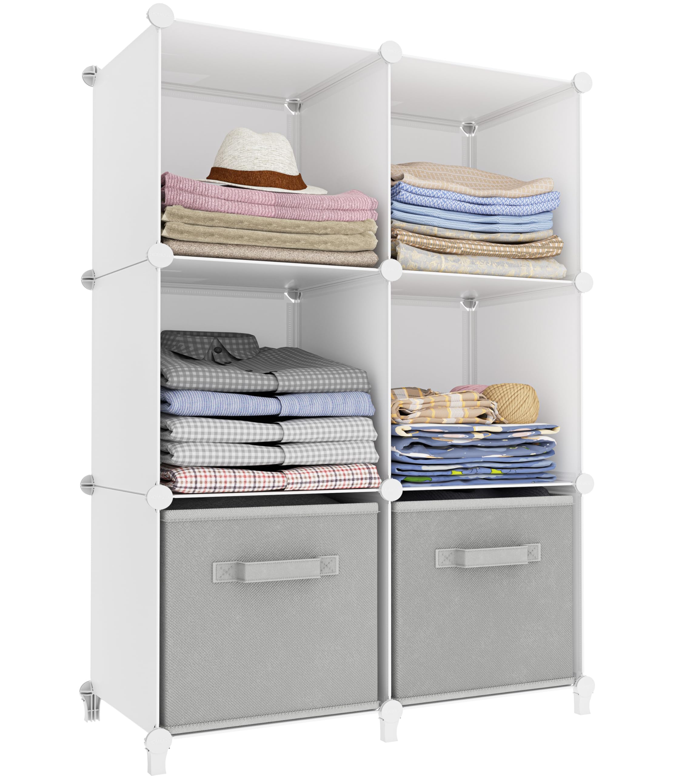 Stackable Closet Organizers and Storage 6 Cube Storage Organizer Closet Organizer for Bathroom Closet Storage for Wardrobe