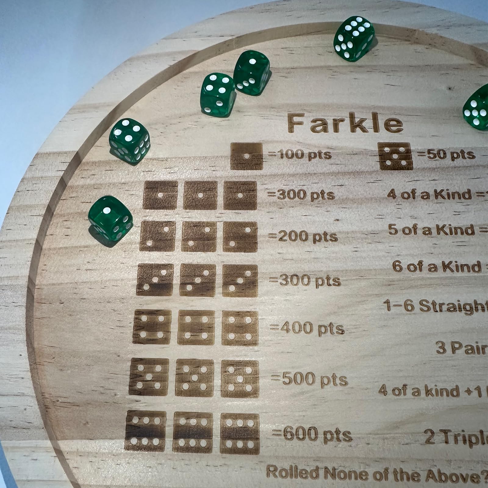 Würfeltablett aus Holz for Farkle Classic Würfelspiel, Farkle Würfeltablett, Würfeltablett Fun Spots Würfelspiel for Würfelbrettspiele, Würfeltablett for Rollen for das Familienparty-Reisespiel / 181