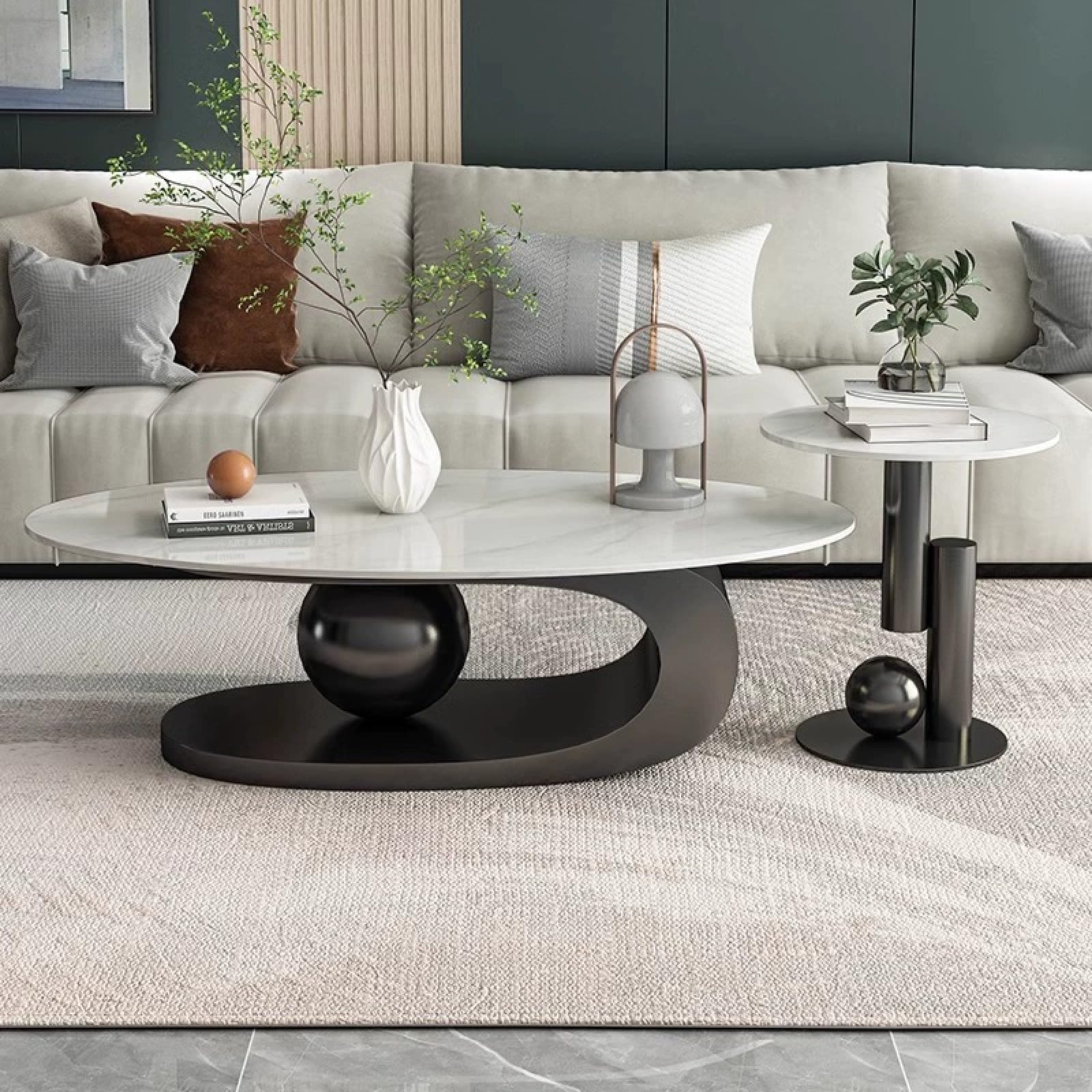Tavolino da caffè in Marmo di Lusso con Staffa in Metallo Dorato e Piano in Pietra - Stile Elegante, Design Unico, Facile da Pulire