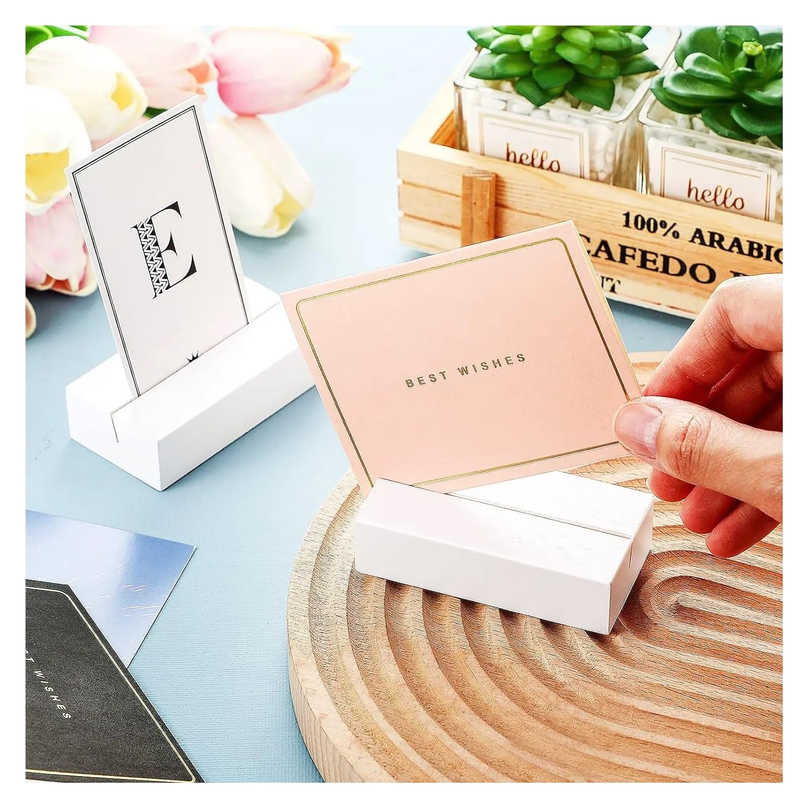Lot de 12 porte-cartes en bois pour numéro de table, porte-nom, décoration de fête de mariage, événements, couleur noyer