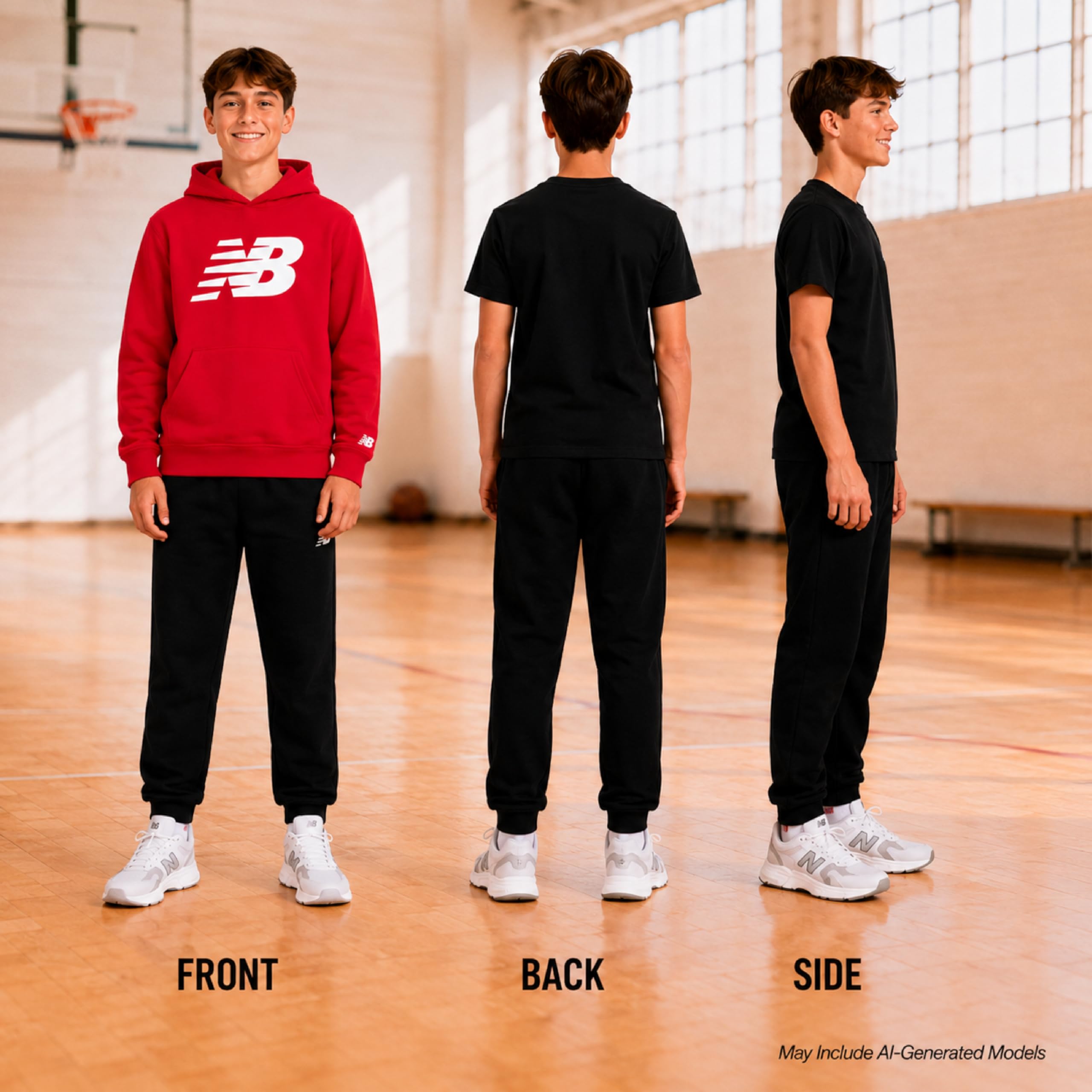 New Balance Set di 3 tutine per ragazzi a maniche corte, felpa con cappuccio in pile e pantaloni da jogging per ragazzi (4-16)