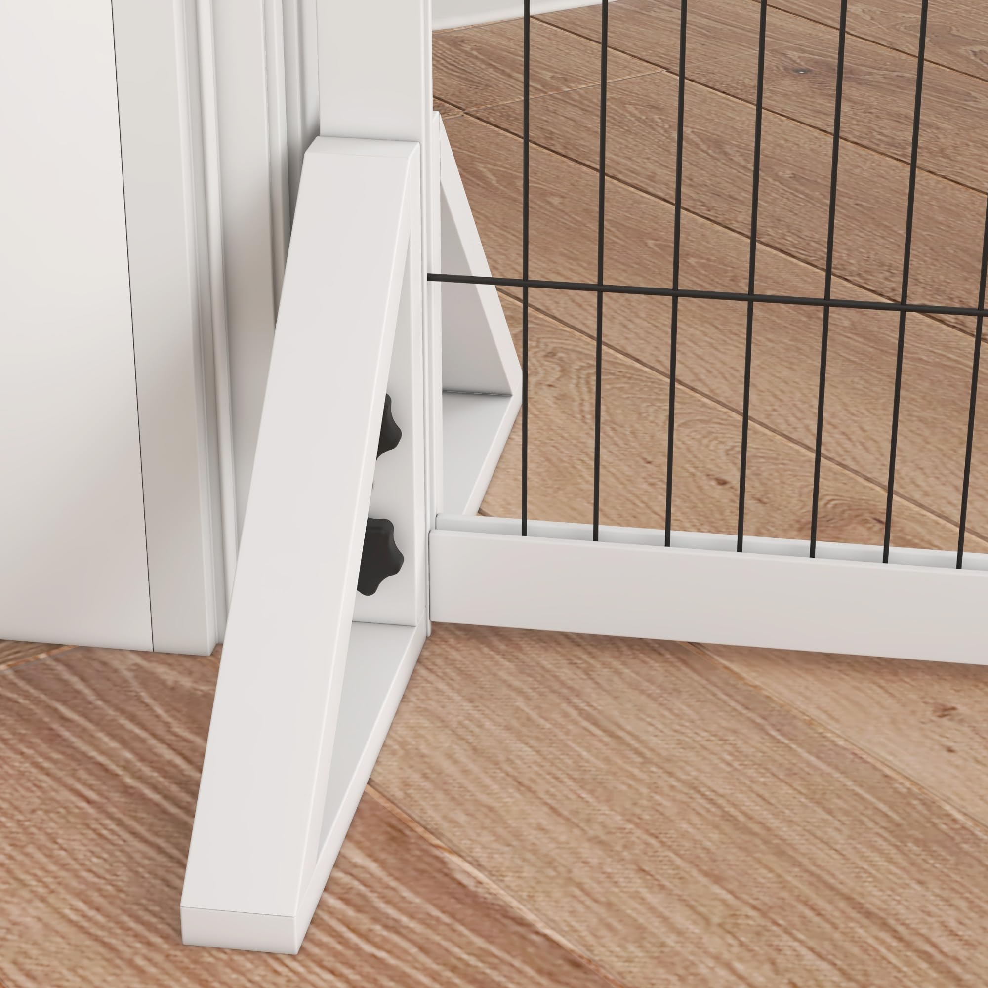 PawHut Barrière de sécurité pour Chien, barrière de Protection à 2 Panneaux Largeur réglable 63-106L x 44l x 67H cm, barrière pour escalier, Porte, couloirs, en Bois de pin et Acier, Blanc