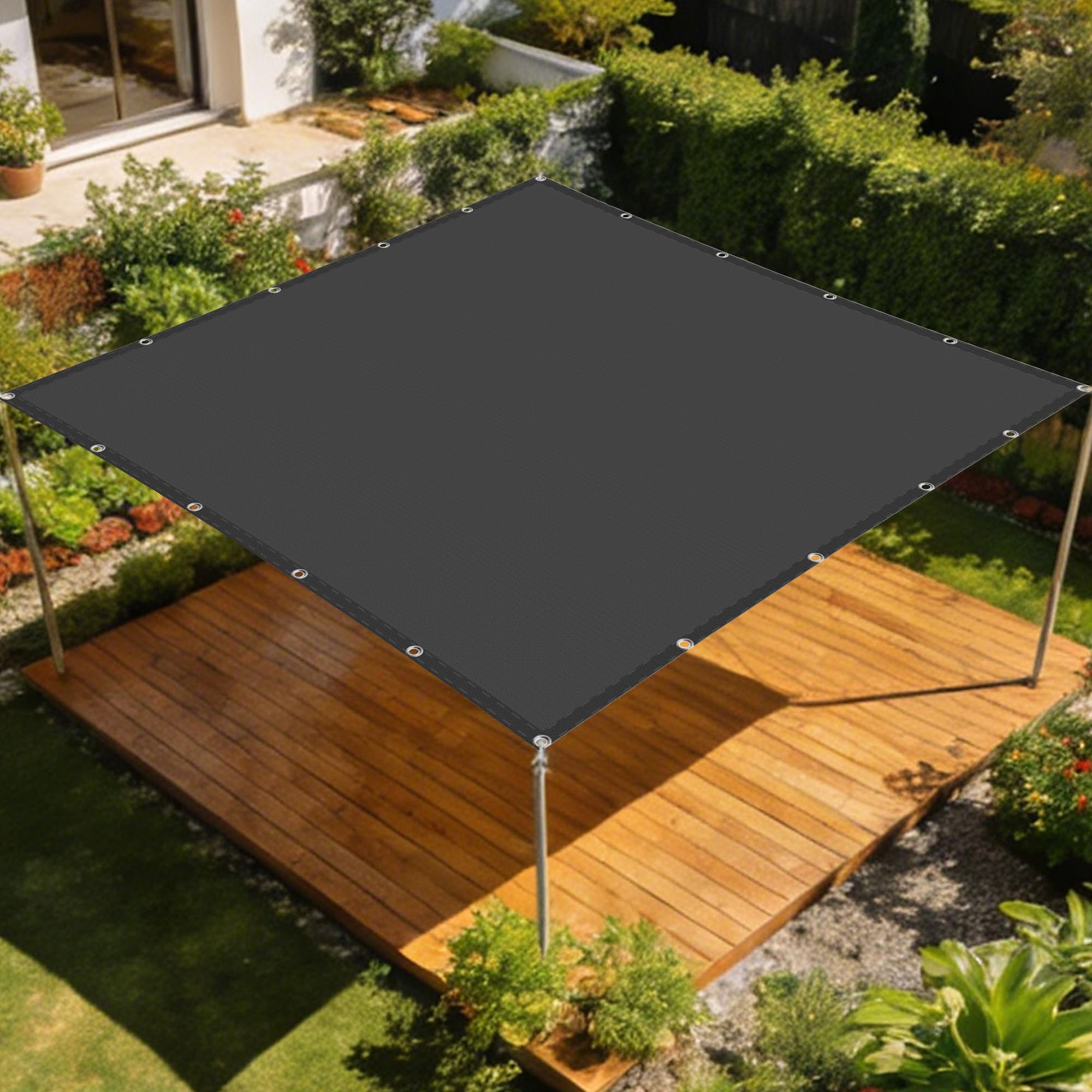 Voile d'ombrage carré 1.4x2.6m gris foncé imperméable pour extérieur