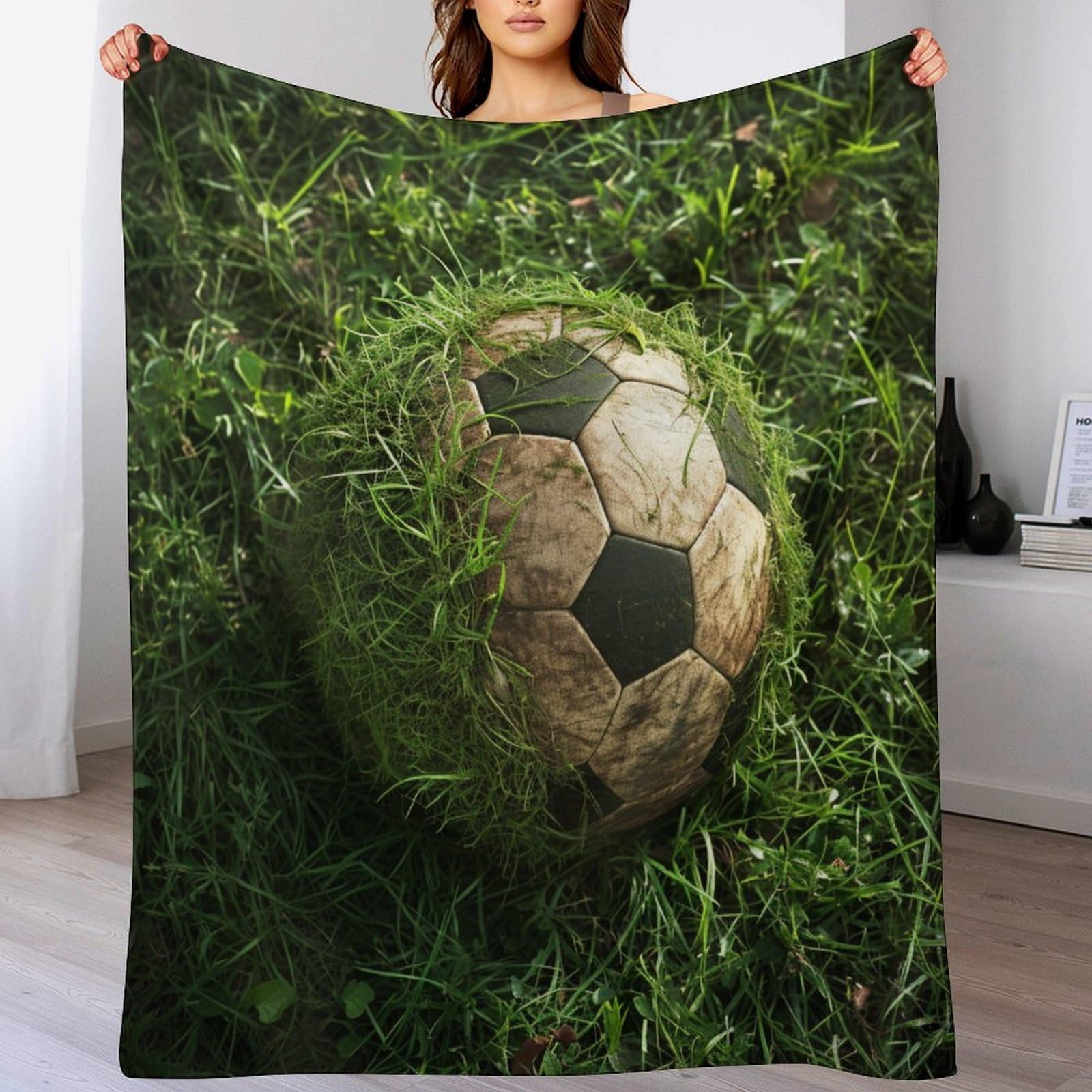 Couverture football en flannel douce | Plaid de canapé et lit 100x130 cm