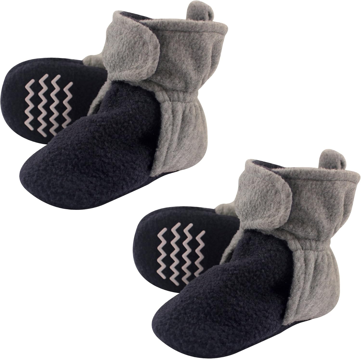 Hudson Baby Cozy Warm Toddler Slipper Booties with Non Skid Bottom, 2 Pack, Navy and Gray, 3T