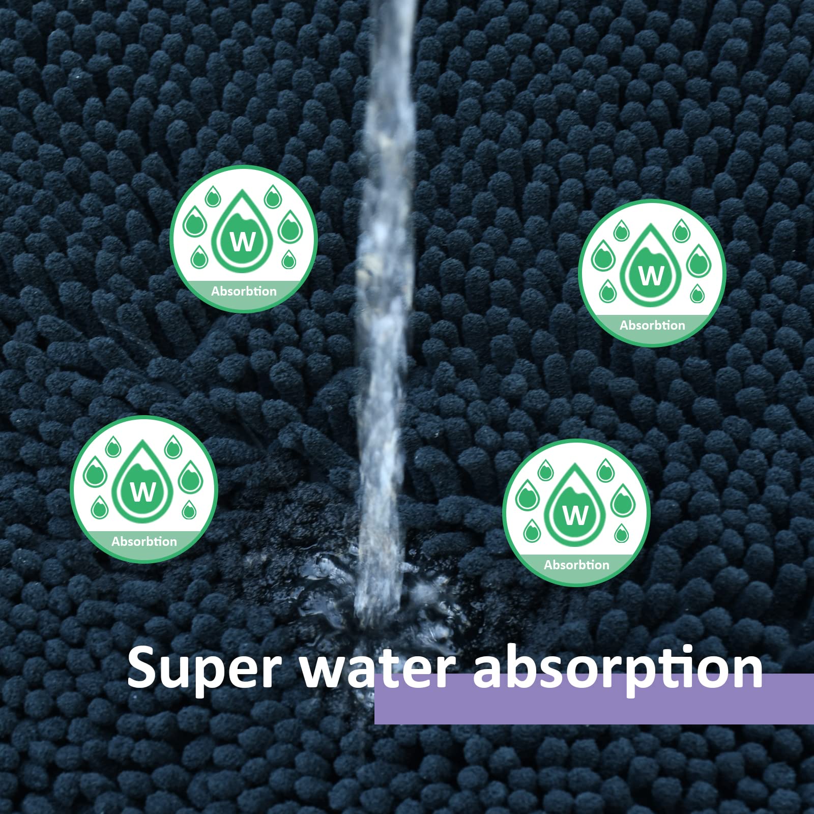 Juego de 2 alfombras de baño de felpilla gruesa, suaves, de secado rápido, alfombras de baño absorbentes con respaldo de PVC antideslizante, alfombra para bañeras, baño, sala de estar, 32 x 20 + 24 x 7