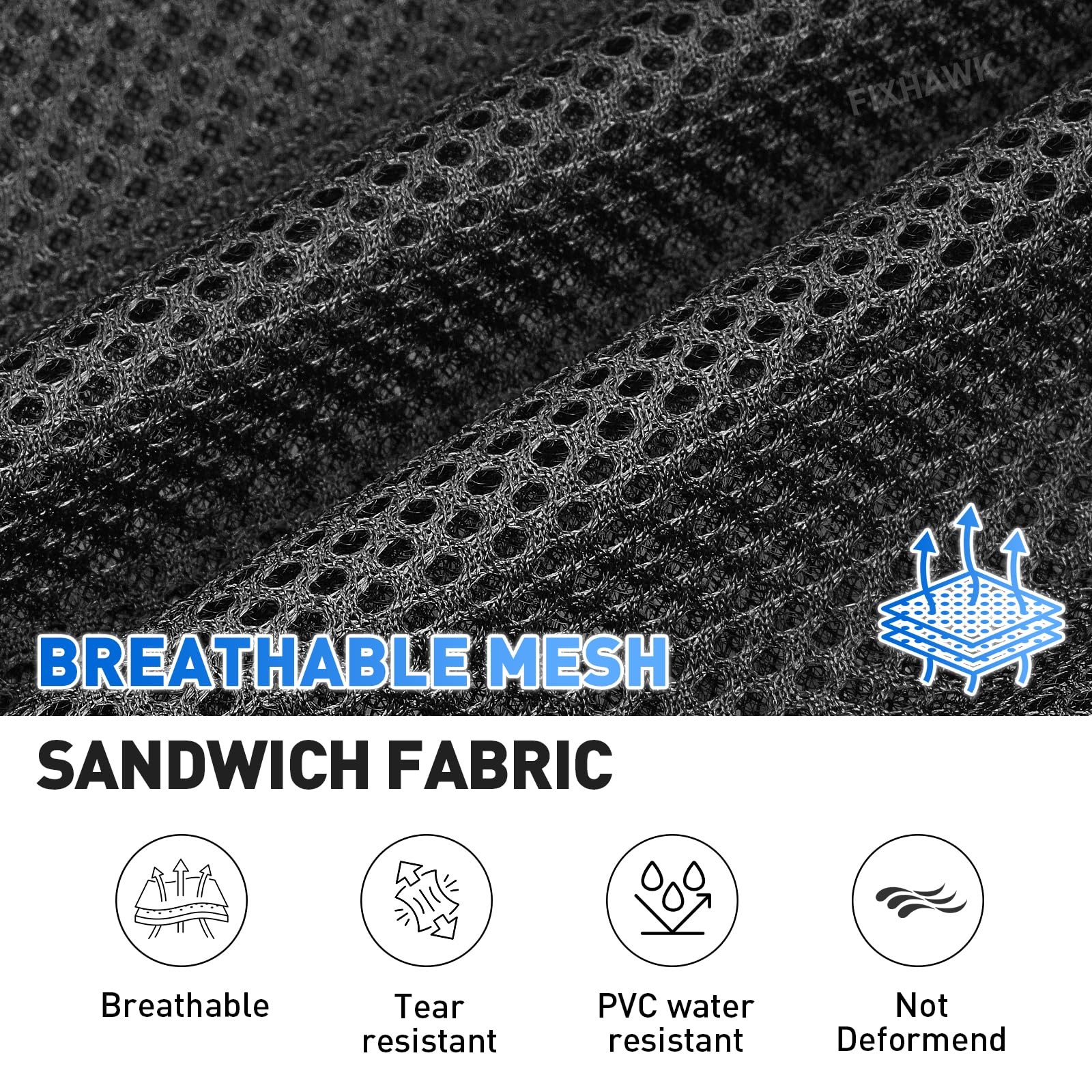 Vordersitzbezug für Golfwagen, elastischer Golfwagensitzbezug, Sandwich-Stoff, PVC-Farbfolie, Sitzbezug, für den Sommer, Wärmeisolierung und wasserdicht (schwarz)