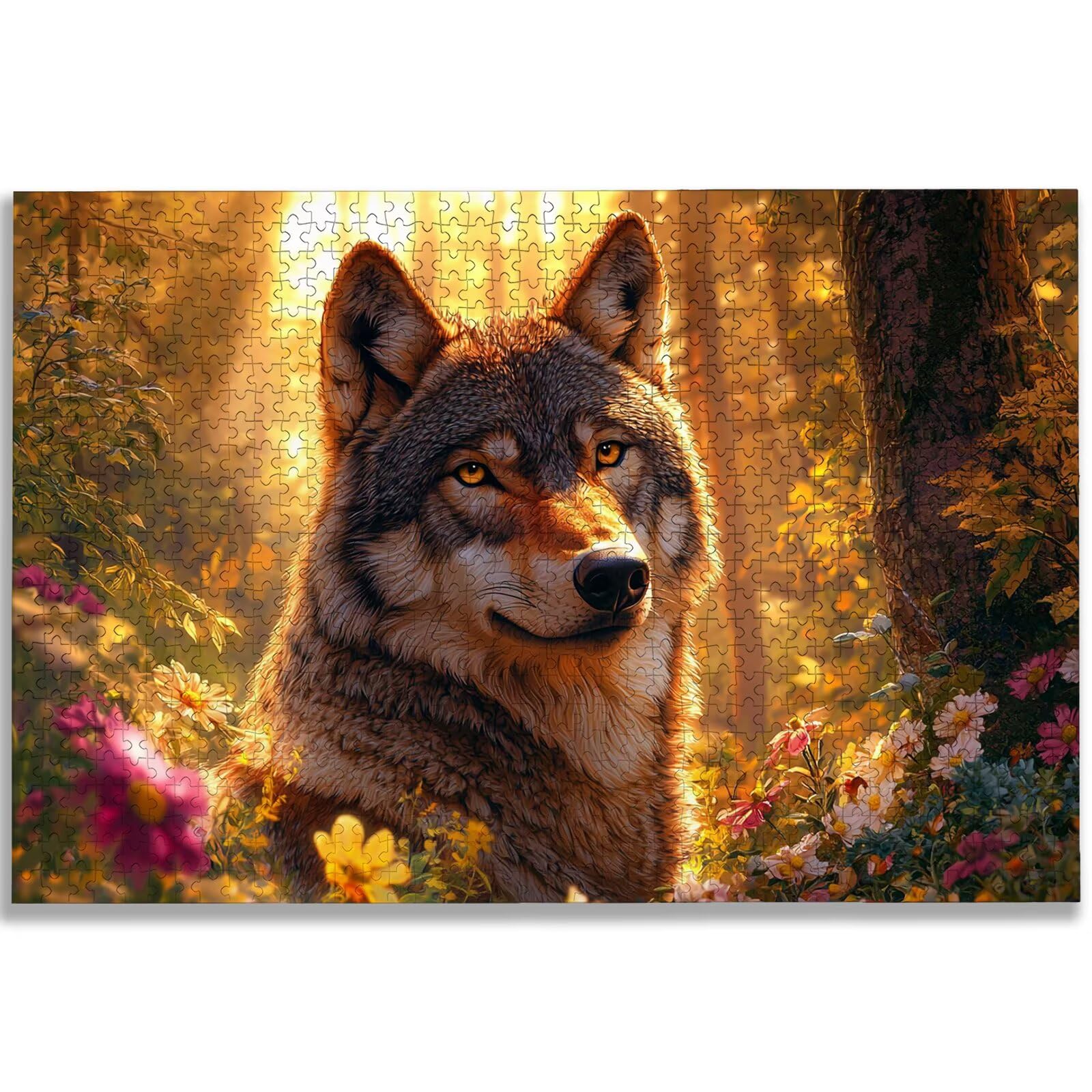 Puzzle 1000 elementów, 1000 elementów dla dorosłych, wilk drewniane puzzle dla dorosłych, trudne puzzle, dla całej rodziny, drewniane puzzle do dekoracji salonu, na prezent, -3202