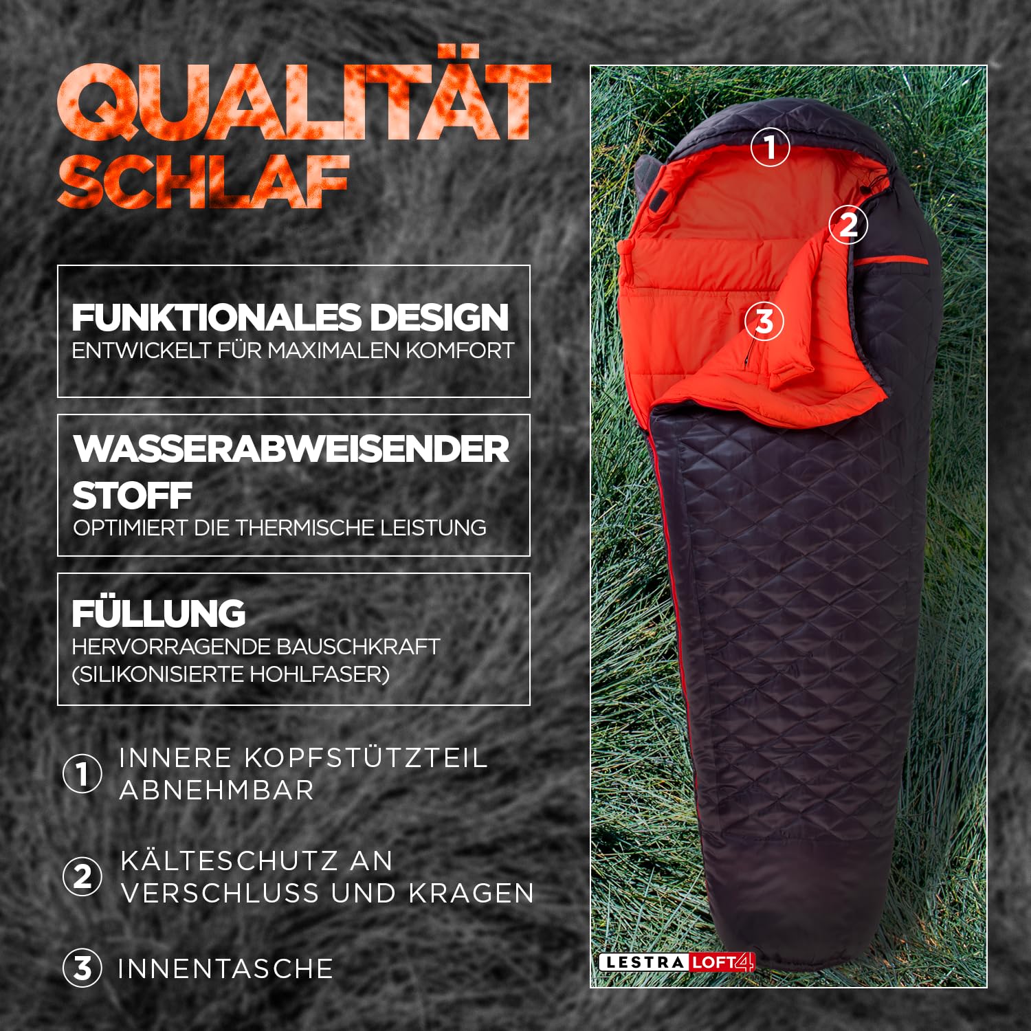 Lestra Outdoor Mount Everest 210-torba na każdą porę roku-T° Limit Komfort-05°C-Lewy zamknięcie-Wygodne i wydajne 210 x 80 cm-1,7 kg Ciemny Śpiwór dla dorosłych Unisex, Antracyt Szary, 210 x 80