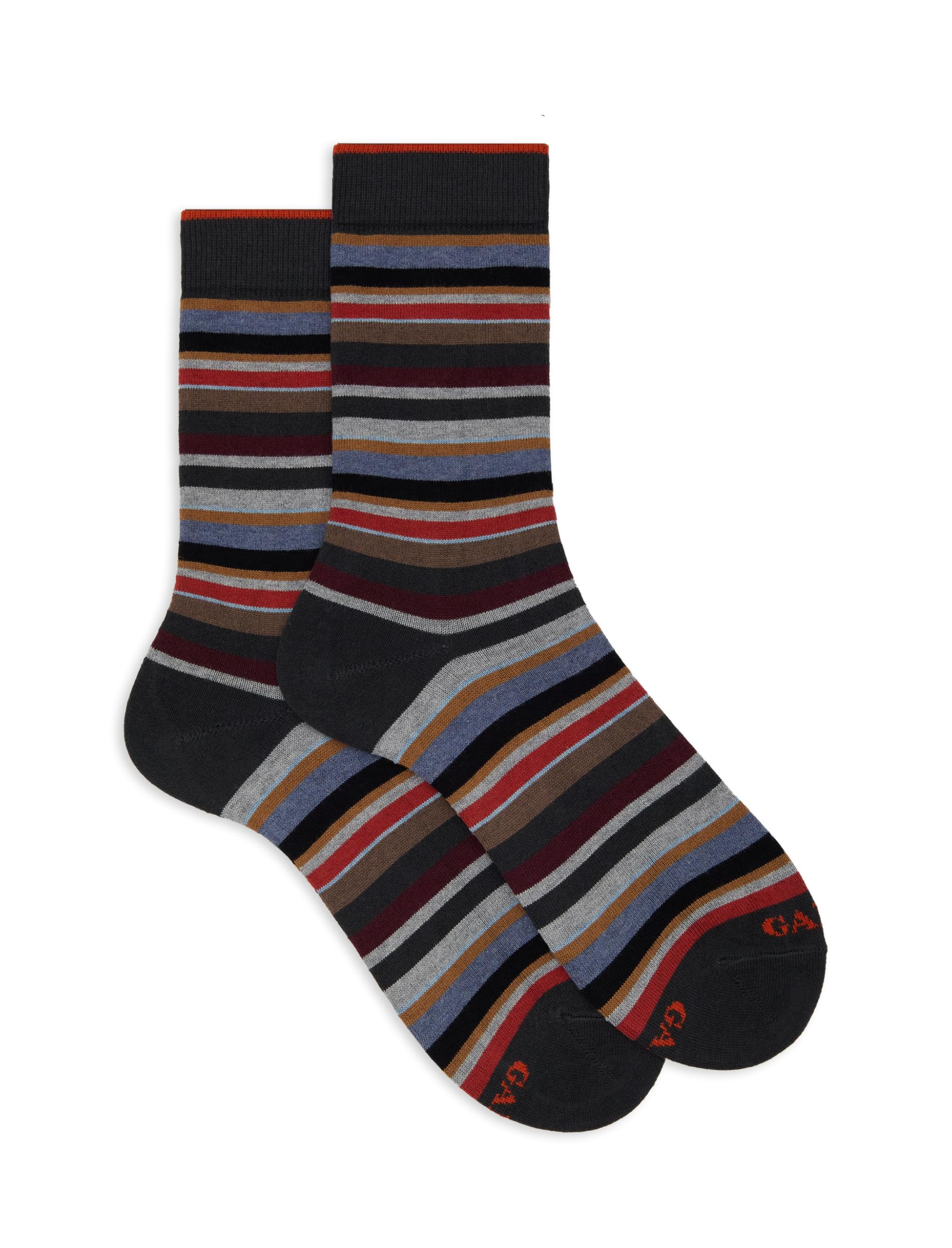 Calze corte uomo spugna di cotone blu e fascia righe multicolor Gallo
