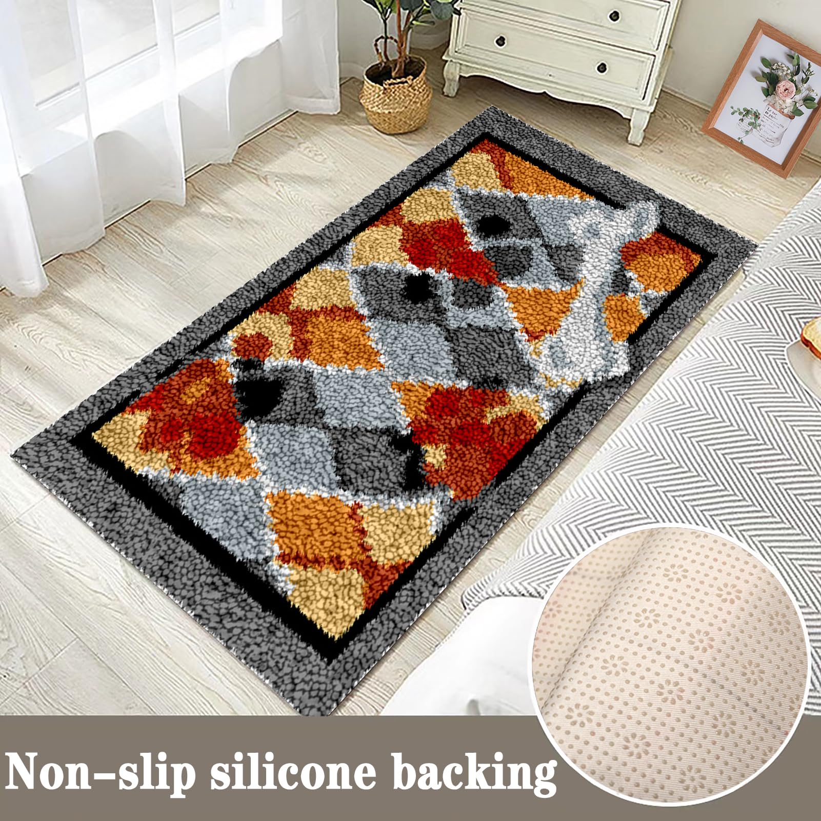 38 x 52 cm Knüpfteppich zum Selber Knüpfen Set Erwachsene | Knüpfen Set für Kinder Erwachsene | Knüpfteppich Zum Selber Knüpfen mit Bedruckter Leinwand