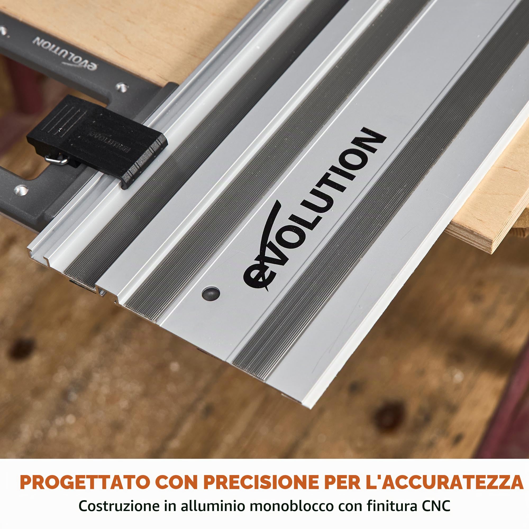 Evolution ST1400-G2 - Guida per sega circolare, 139,7 cm, universale: Makita, Bosch, Festool, Triton, Metabo, 1,4 m, con aste autoallineanti, 2 morsetti per binari