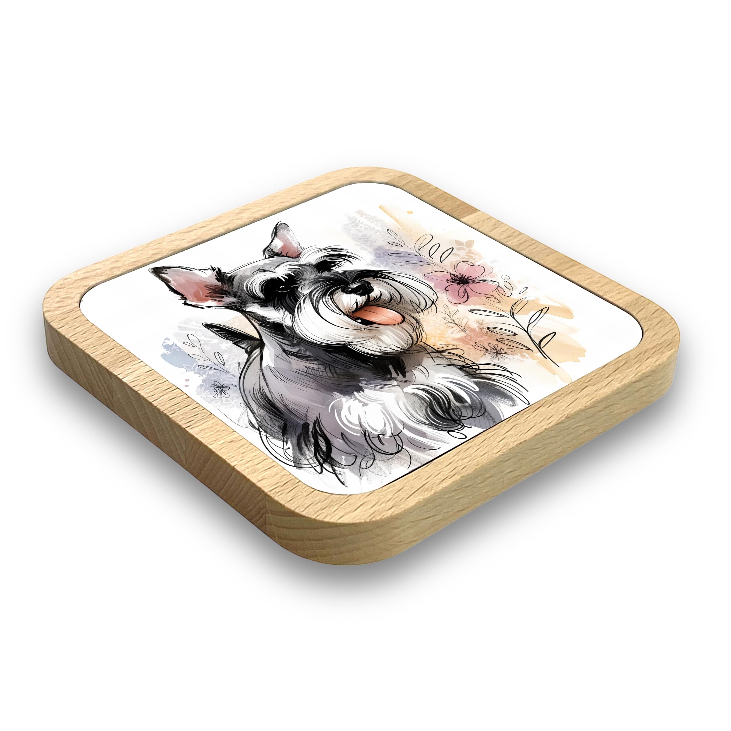 Miniature Schnauzer Gift Idea Wooden Coaster, 20+ Breeds Available!, Gift for Dog Dad Dog Mum, Lovers, Owners, Walkers - Image 2