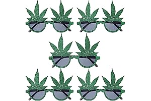5 Pairs Weed Glasses Glittered Colorful Marijuana Glasses Pot Leaf Round Lens...