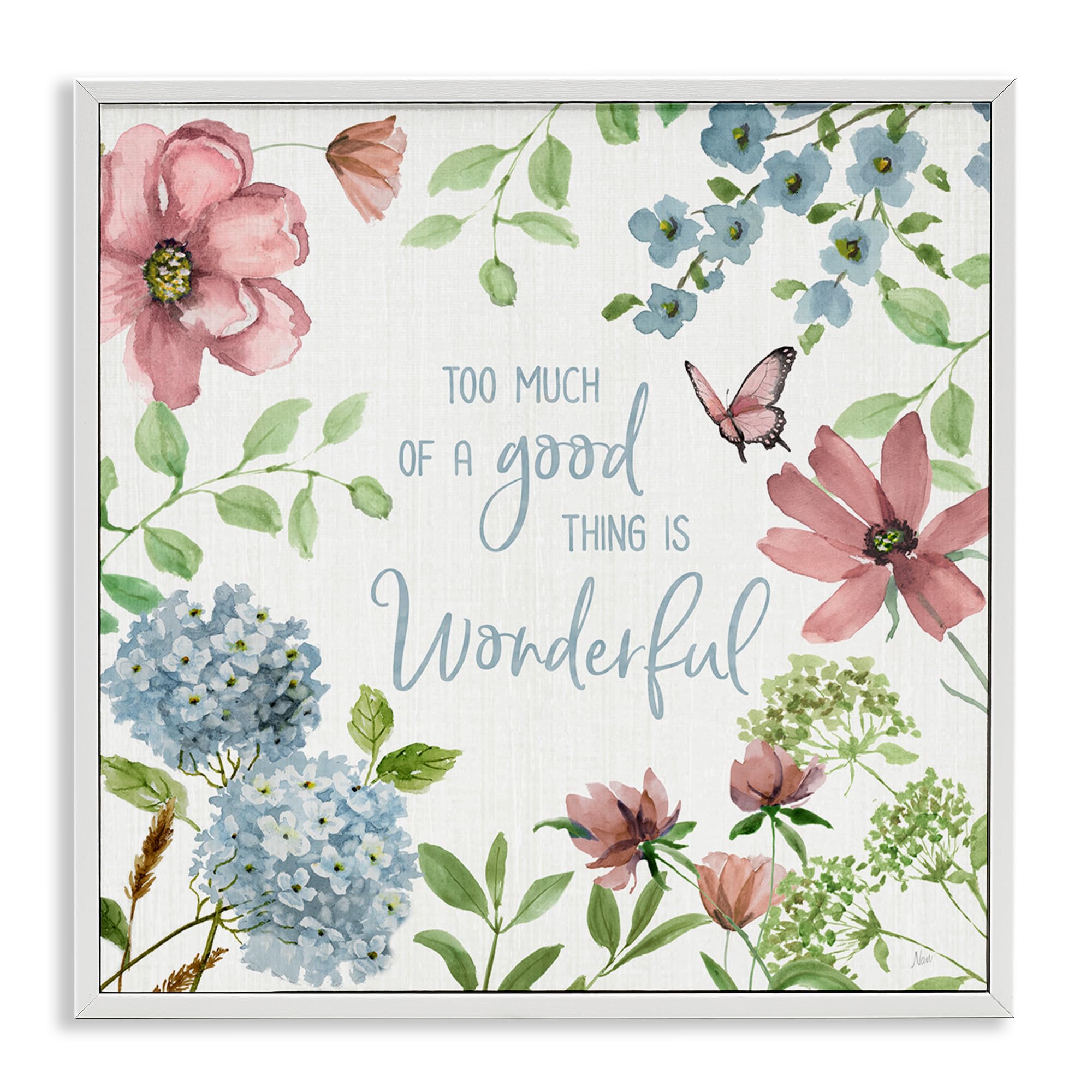 Stupell Industries 'Too Much Of A Good Thing', Framed Giclee Art, White, 17 x 17 Inches, Easy to Hang and Sturdy, Made in USA, by Nan