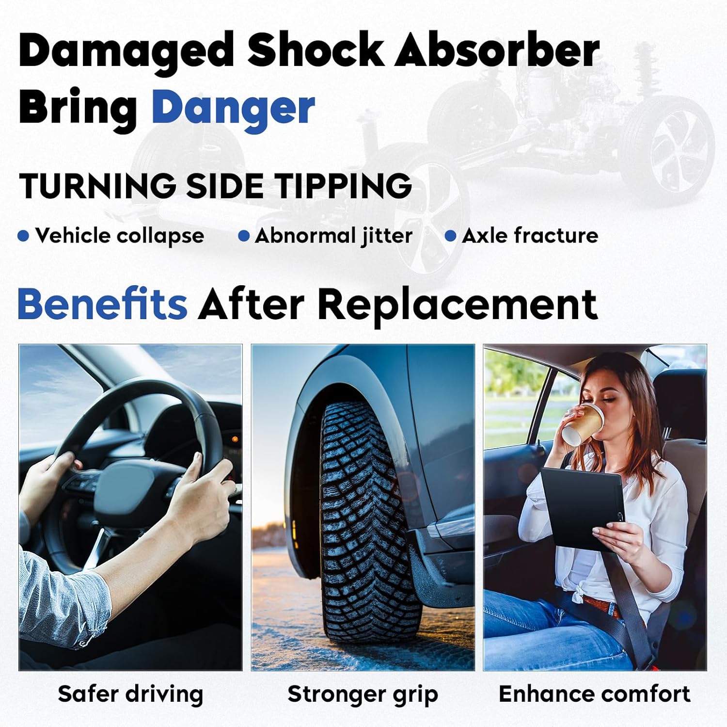 Rear Shock Absorber Struts Assembly Compatible with Nissan Altima 2002 2003 2004 2005 2006, Replace for 32410 344395, 2Pcs