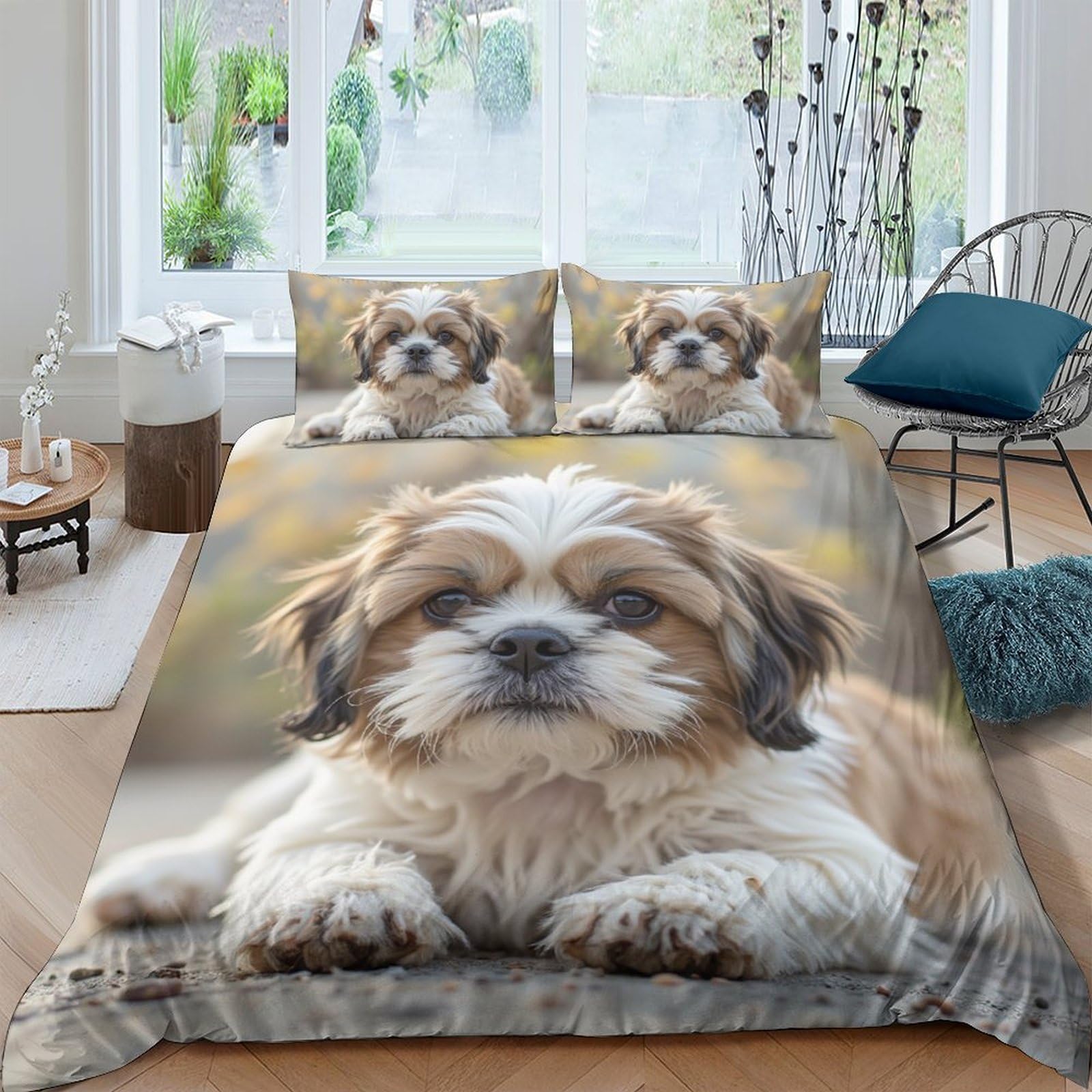 Ctjqhvkz Style-9 3D Printed Puppy Dog Fitted Sheet Microfiber Soft Bed Cover For Bedroom Dorm Mattress Protection Decorative Single（135X200cm）