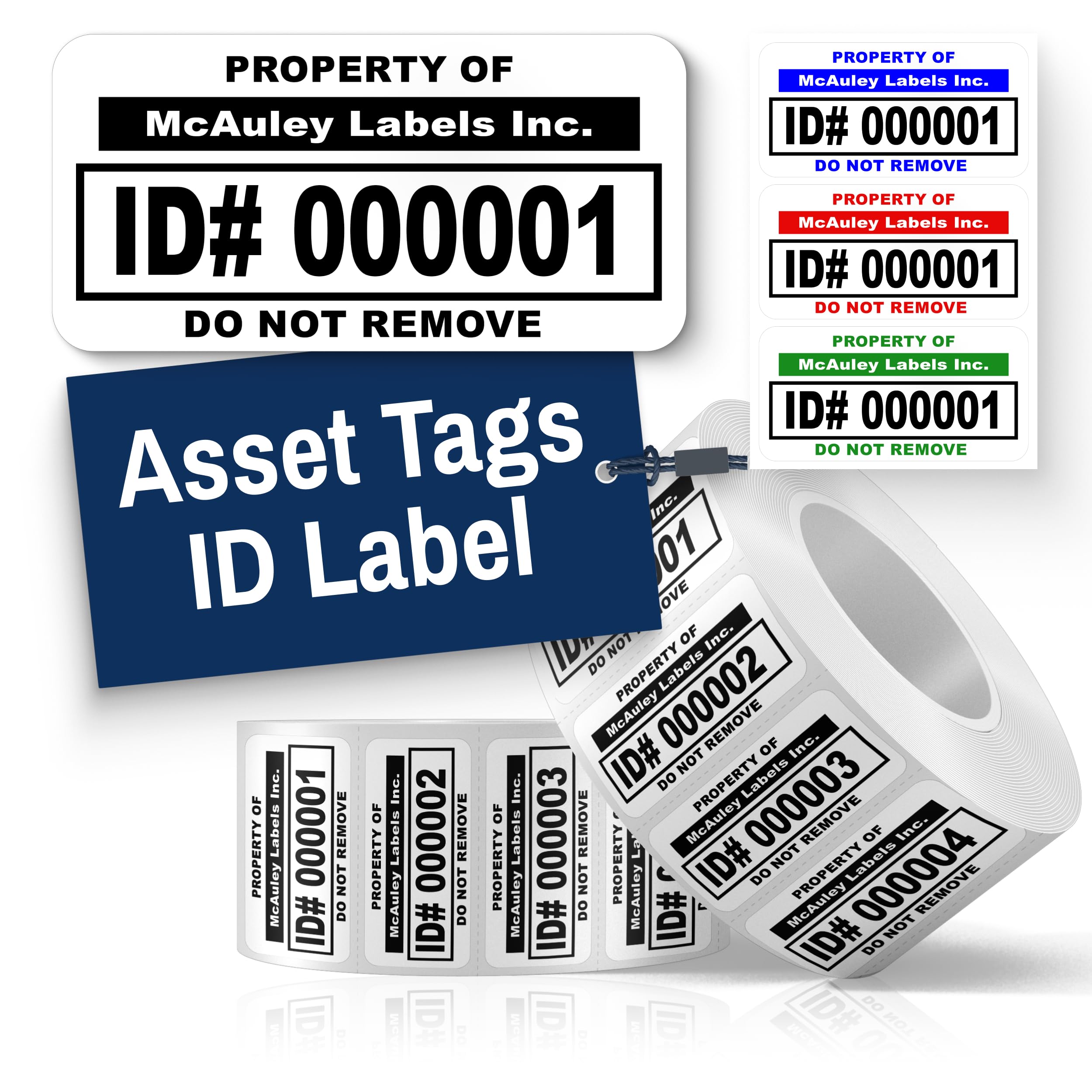 McAuley Labels Custom Asset Tags for Equipment - Numbered, Permanent Acrylic Adhesive, Semi-Gloss White Polyester - ID Label - 2x1 Inches