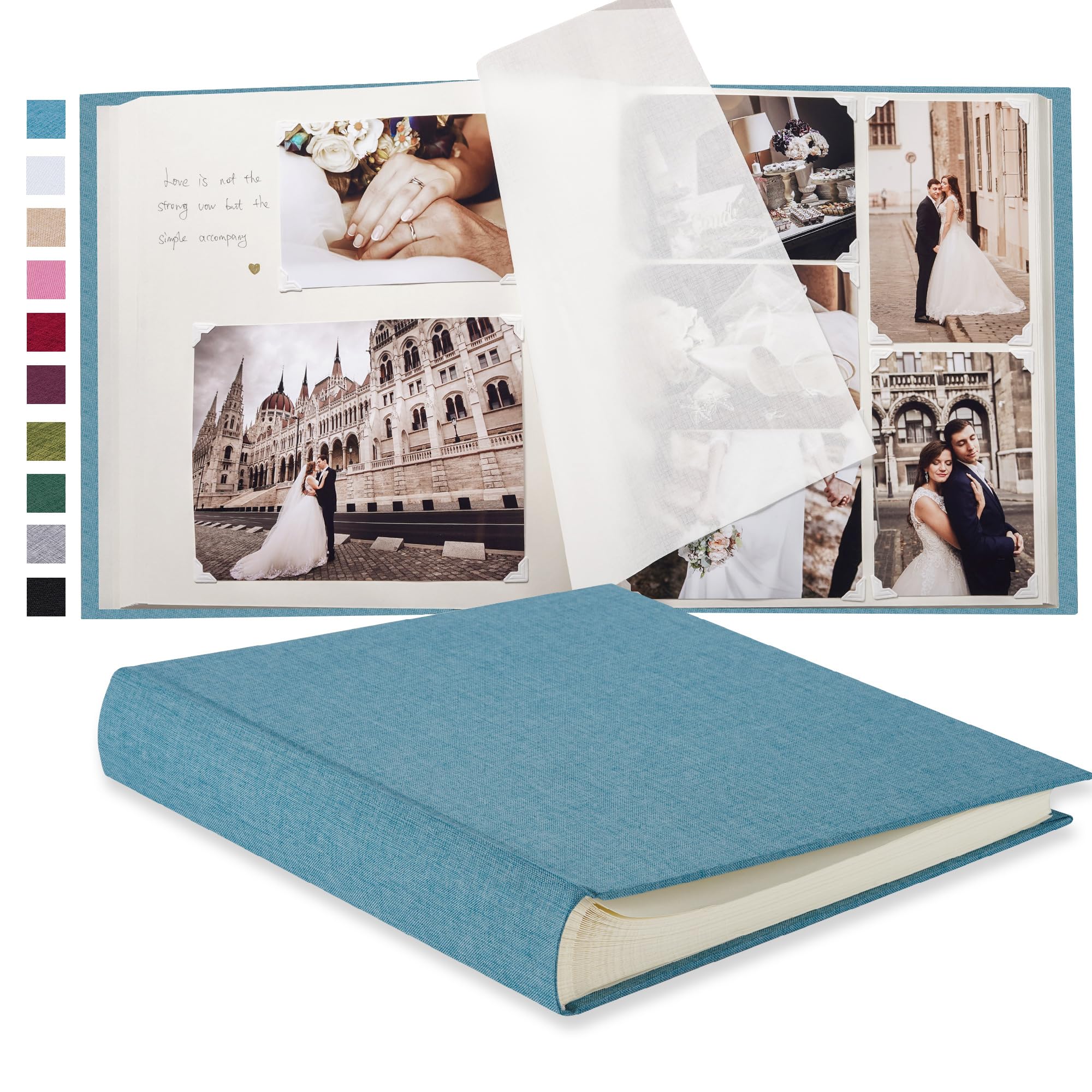 Pssoss Duży album fotograficzny do scrapbookingu, 100 stron z miejscem do pisania, na 8 x 5, 4 x 6, 5 x 7, 6 x 8, 8 x 10, zdjęcia na ślub, rodzinę, dla dzieci, rocznicę, album fotograficzny