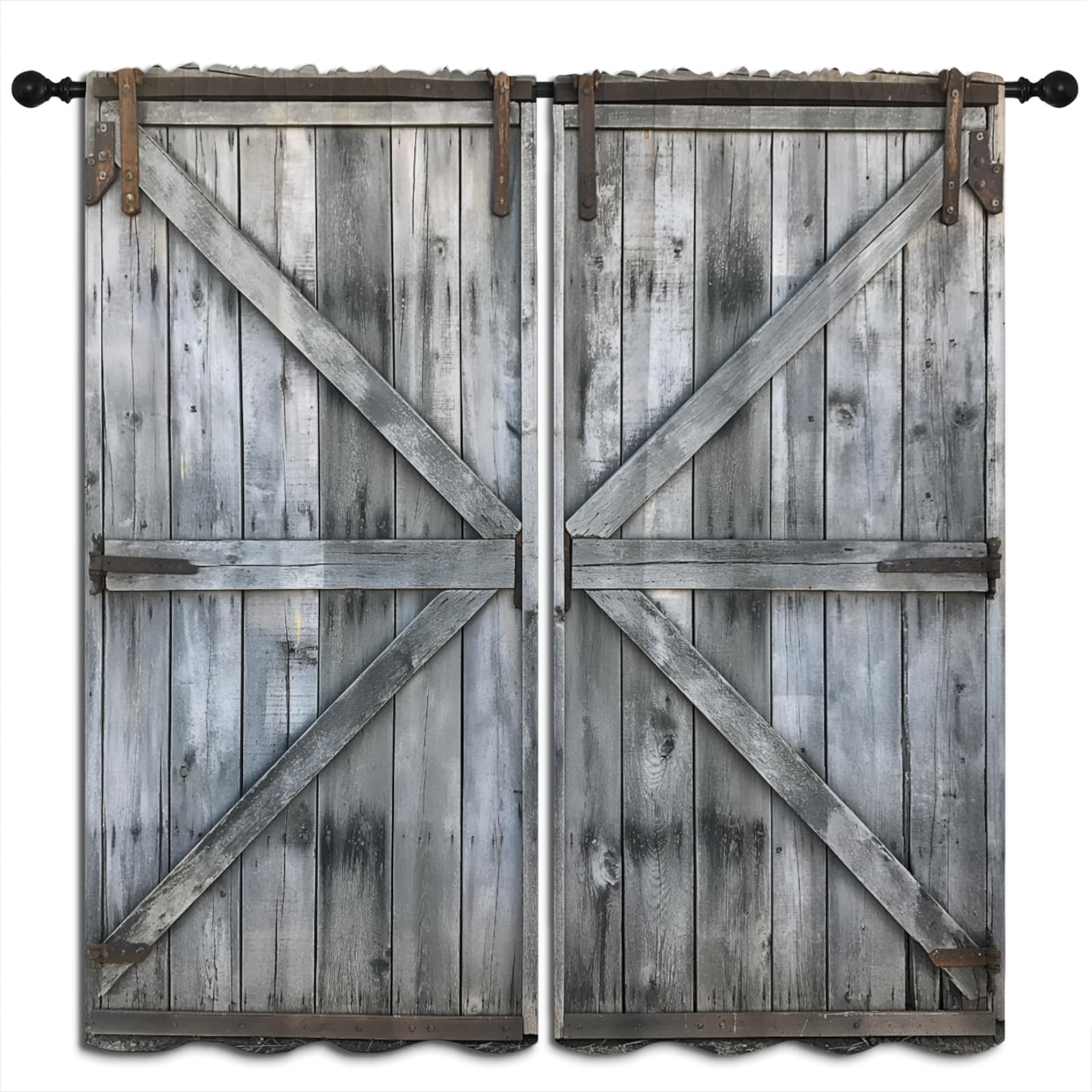 BAIGEZHU Old Barn Door Blackout Curtains for Boys Girl Bedroom Home Decor, Vintage Western Farmhouse Wood Door Thermal Insulated Rod Pocket Darkening