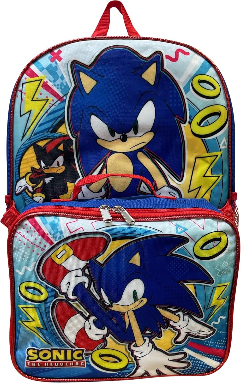 Ruz Sonic The Hedgehog 16 Inch Backpack With Detachable Matching Lunch Box (Sonic III)