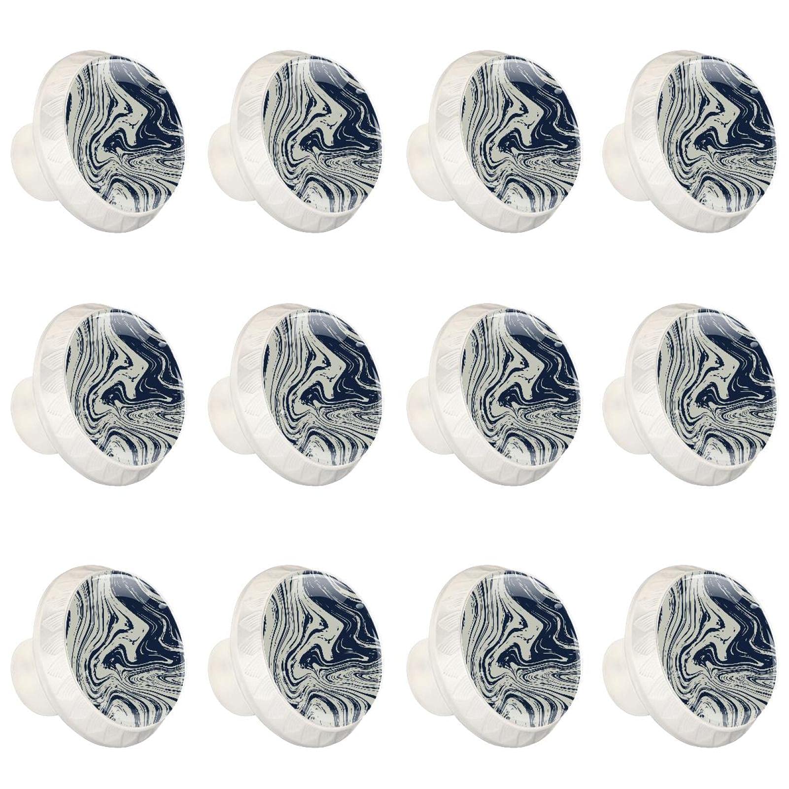 Boutons d'armoires de cuisine ronds marbre marine poignée tiroir placard x12