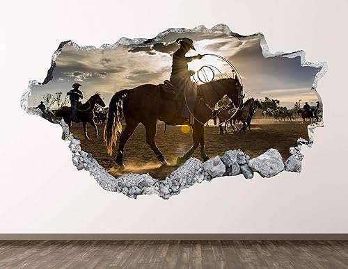 Calcomanía de pared de vaquero, decoración 3D de granja de vida occidental, póster para habitación de niños, regalo personalizado BL1297 (22