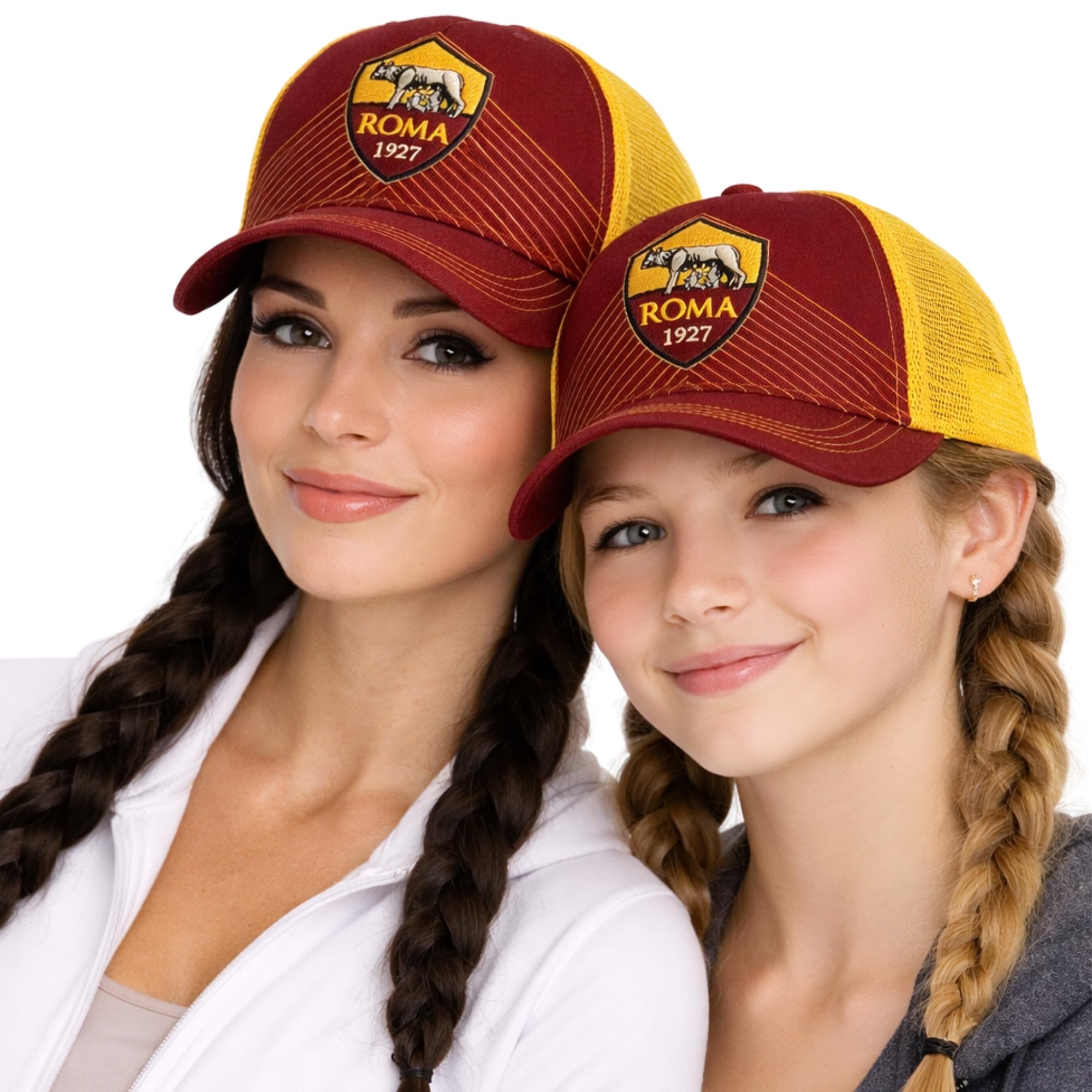 AS Roma Cappello Ufficiale in Cotone con Logo Modello Baseball con Visiera Curva e Regolabile – Prodotto con Licenza
