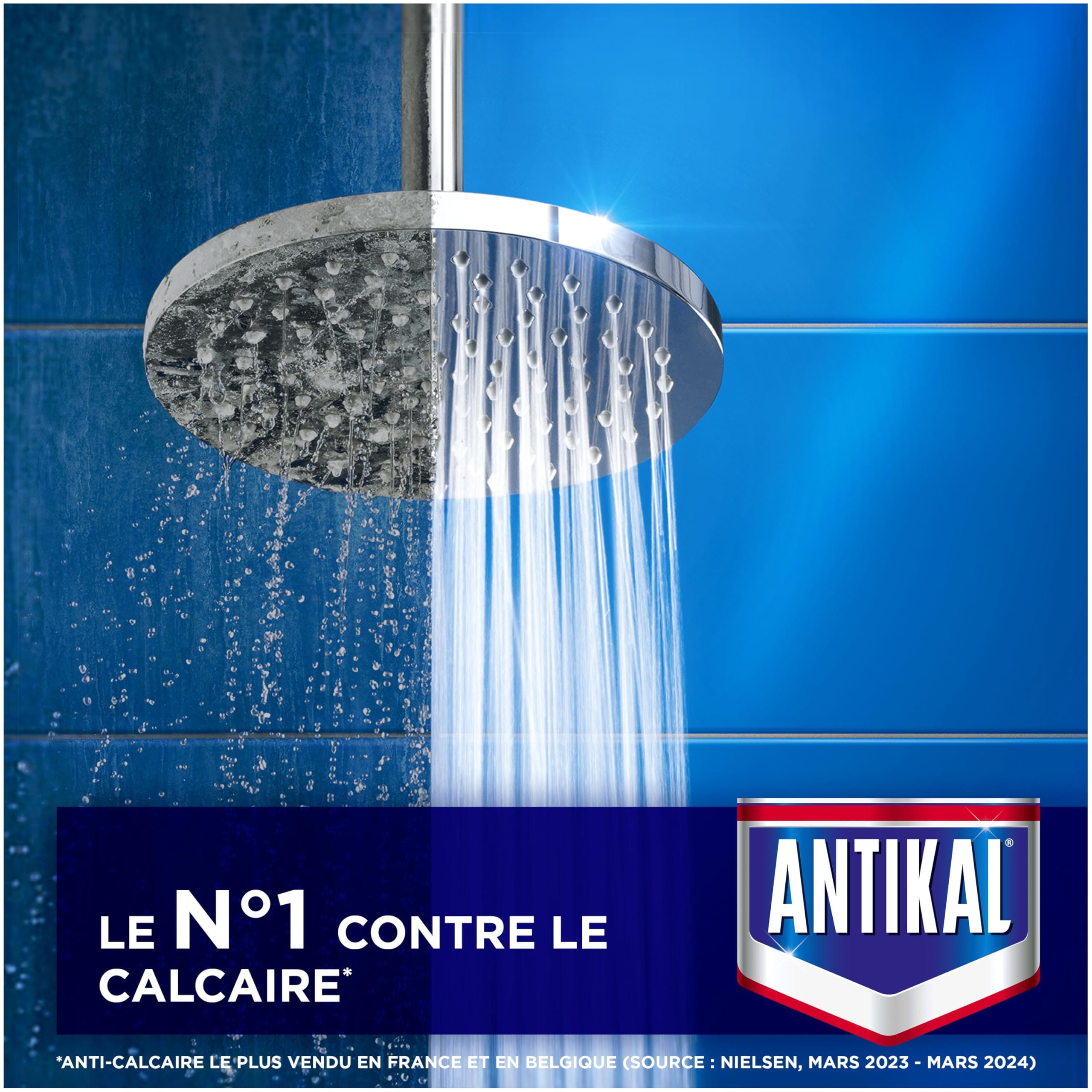 Antikal Gel pour Salle de Bain (750ml x15), Technologie Anti-Gouttes, Élimine Jusqu’à 99.99% Du Calcaire, Parfum Classique