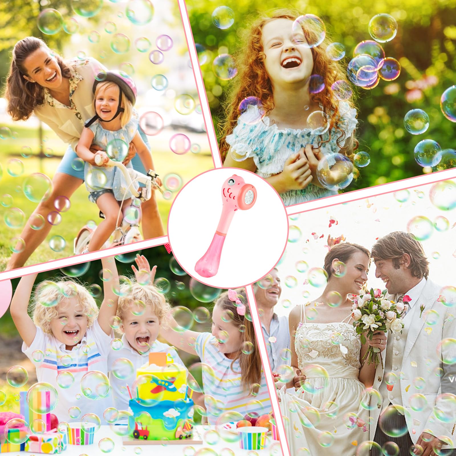 Elektrische bellenblaasmachine, zeepbellenpistolen, automatisch bellenblaaspistool, dinosaurus bubbelstick, zeepbellenspeelgoed 4000 zeepbellen/min, voor kinderen/verjaardag/feest (roze