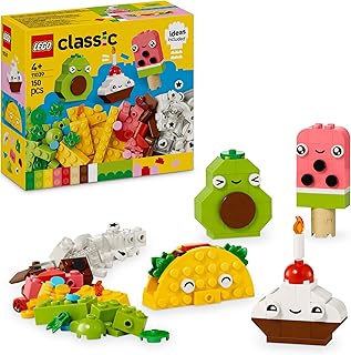 LEGO Classic Creative Food Friends Playset, Creative Role-Play Toy for Boys and Girls, Assorted Bricks to Build a Cupcake, Ice Cream, Avocado & Taco, Building Set for Kids Aged 4 and Over 11039