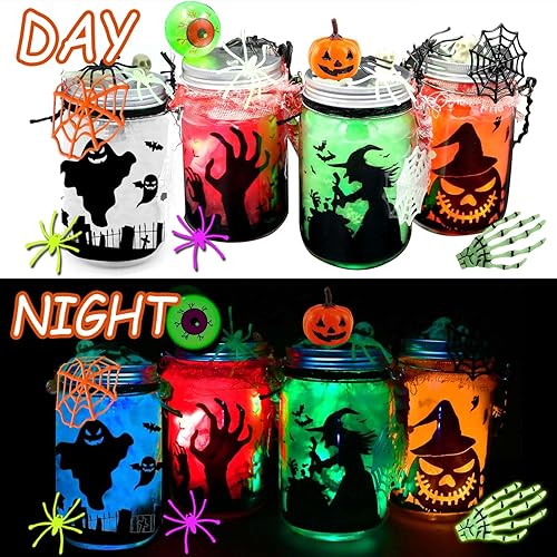Miniatura 2 de Paquete de 4 faroles de bricolaje de Halloween para manualidades, suministros de decoración de regalos, manualidades de Halloween para niños de 4 a
