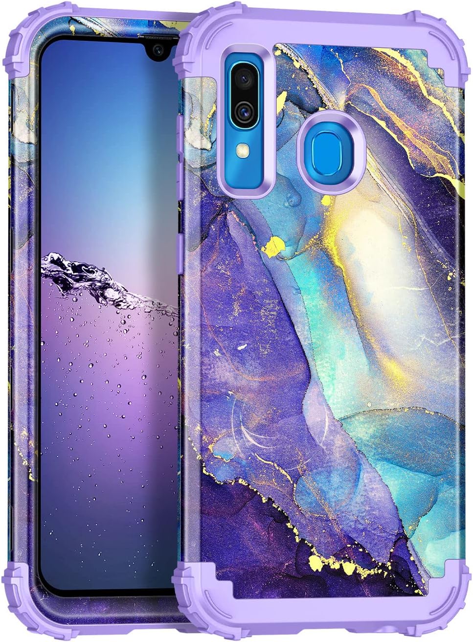 RancaseRancase Compatible with Galaxy A20/A30/A50 Case,Three Layer Heavy Duty Shockproof Protection Hard Plastic Bumper +Soft Silicone Rubber Protective Case for Samsung Galaxy A20/A30/A50,Purple