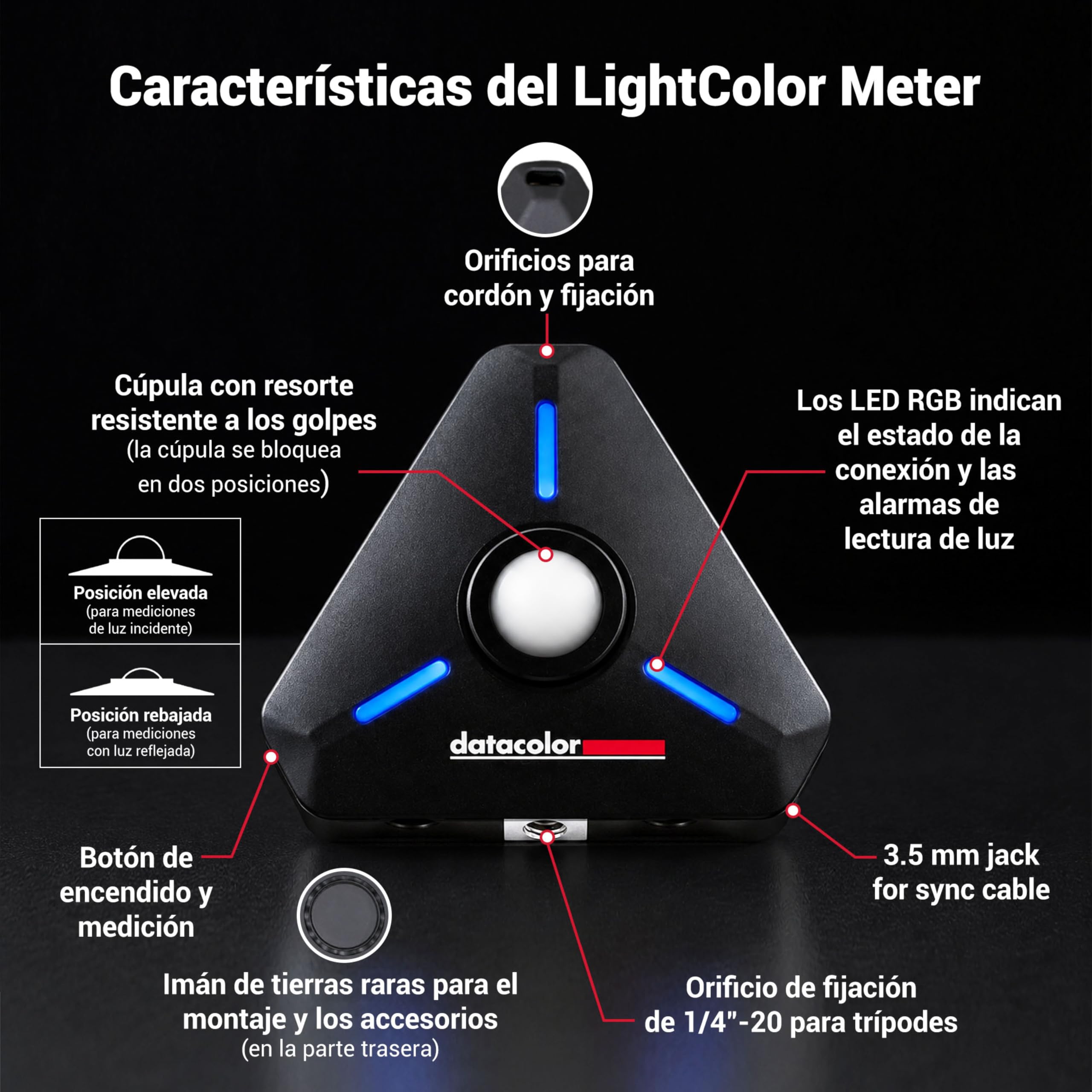 Datacolor LightColor Meter - Medidor de Luz y Color con Bluetooth para Foto, Video y Cine - Datos en Tiempo Real - Compacto y Resistente