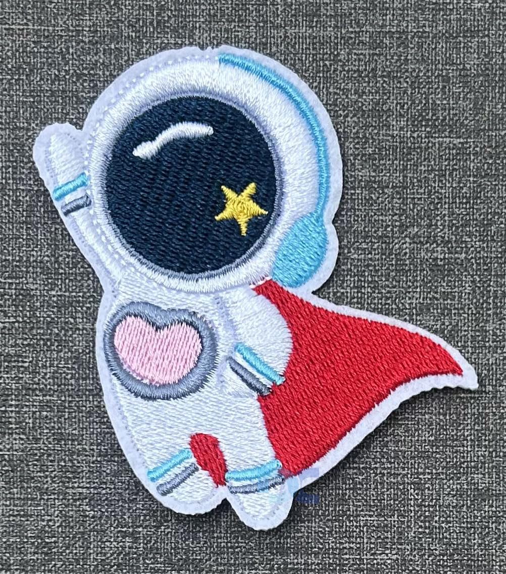 Daily Crafts Embroidery Patches for Kids Boys Girls | Fine Thread Embroidery Iron On Press Patches Clothes Stickers (Astronaut Superhero)