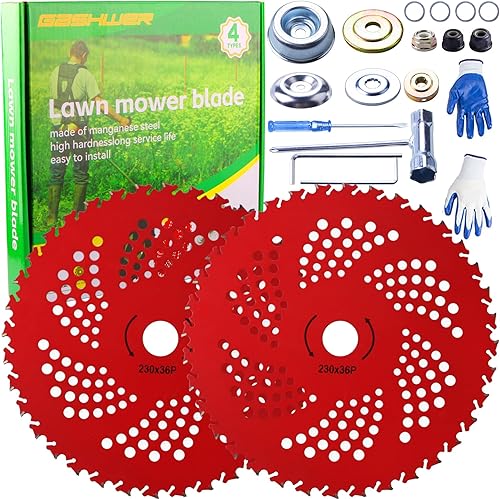 Miniatura 8 de Gashwer Cortador de cepillo de acero al carbono de 10 x 3 dientes y cuchillas con punta de carburo de 9 x 36 dientes con kit de adaptador universal