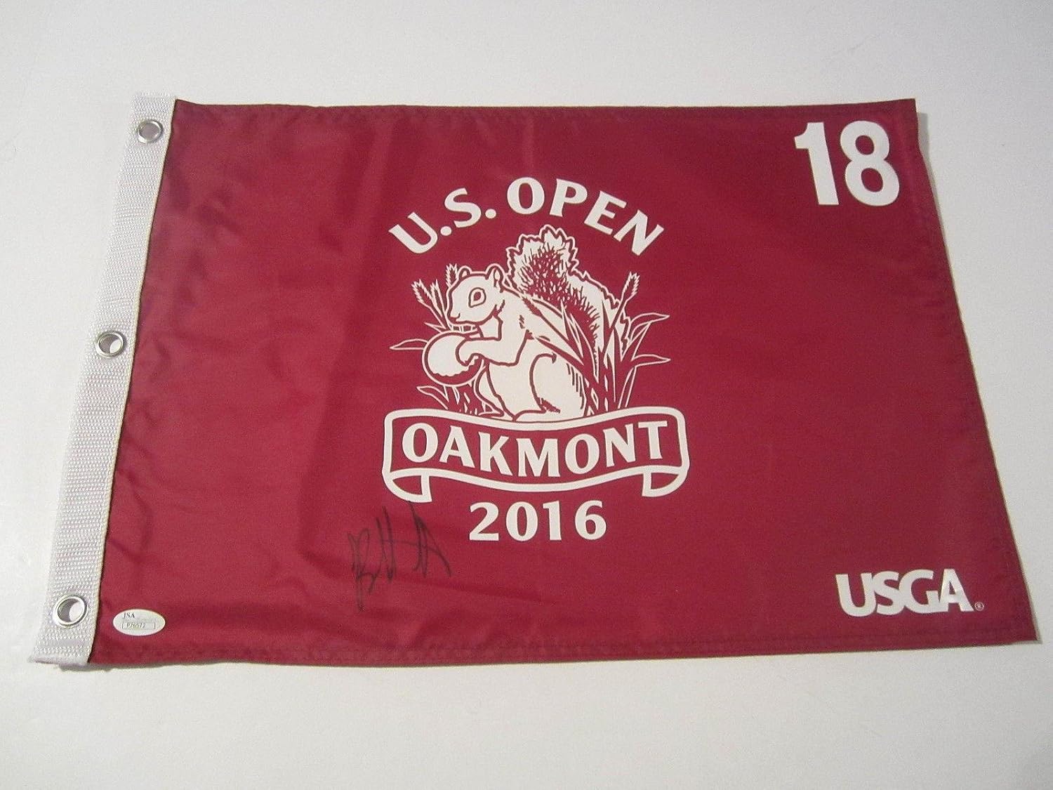 Bubba Watson Signed Autographed Oakmont 2016 US Open Pin Flag Red COA