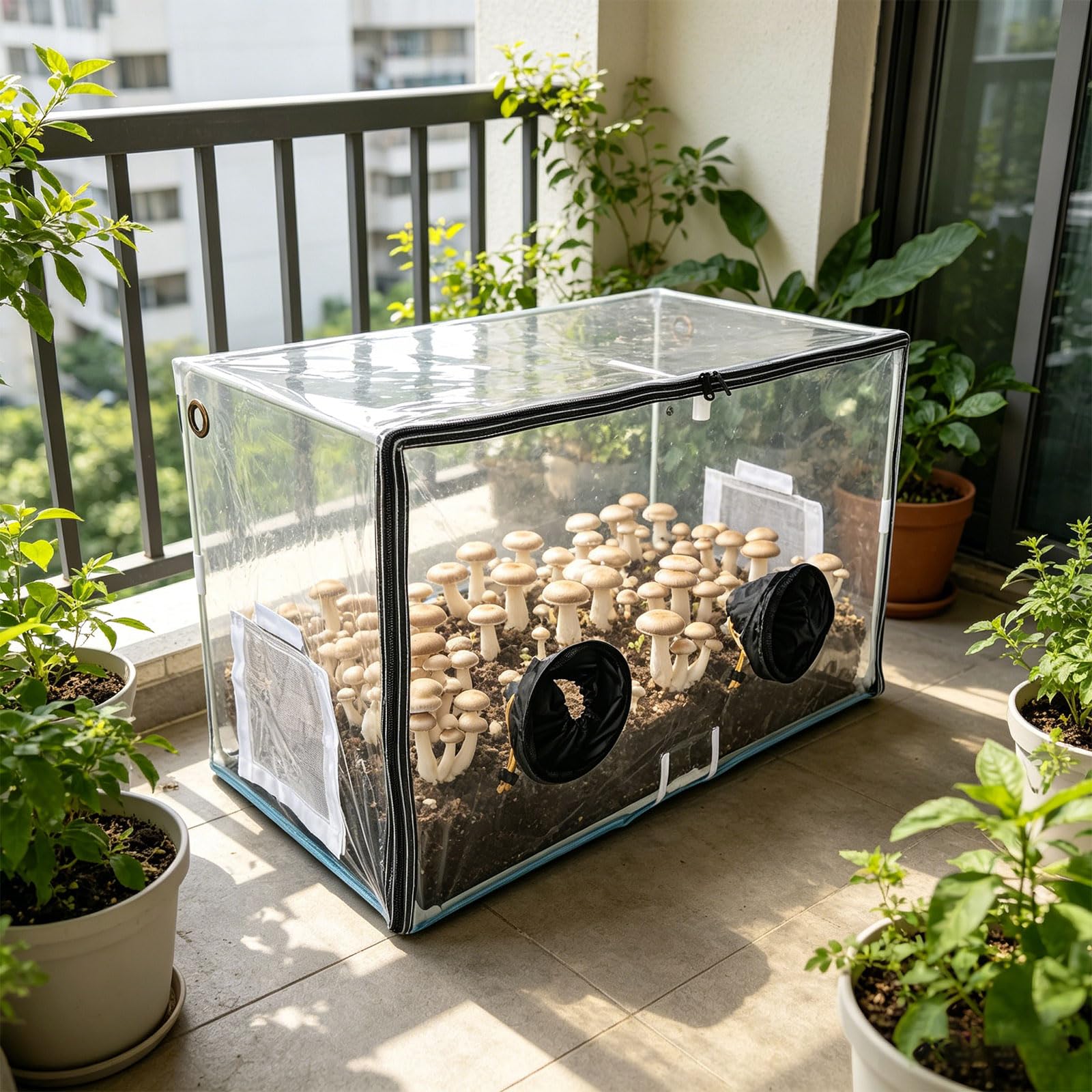 Forniture da giardinaggio per interni per la crescita funghi con struttura in PVC impermeabile per piantare in casa set funghi per hobby