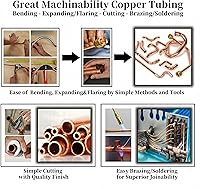 Vista 4 de BELLA BAYS Tubo de cobre de 1/4 de pulgada de diámetro exterior x 0.195 pulgadas de diámetro interior x 100 pies, 99.9% C12200 ASTM B280 Tubería ACR