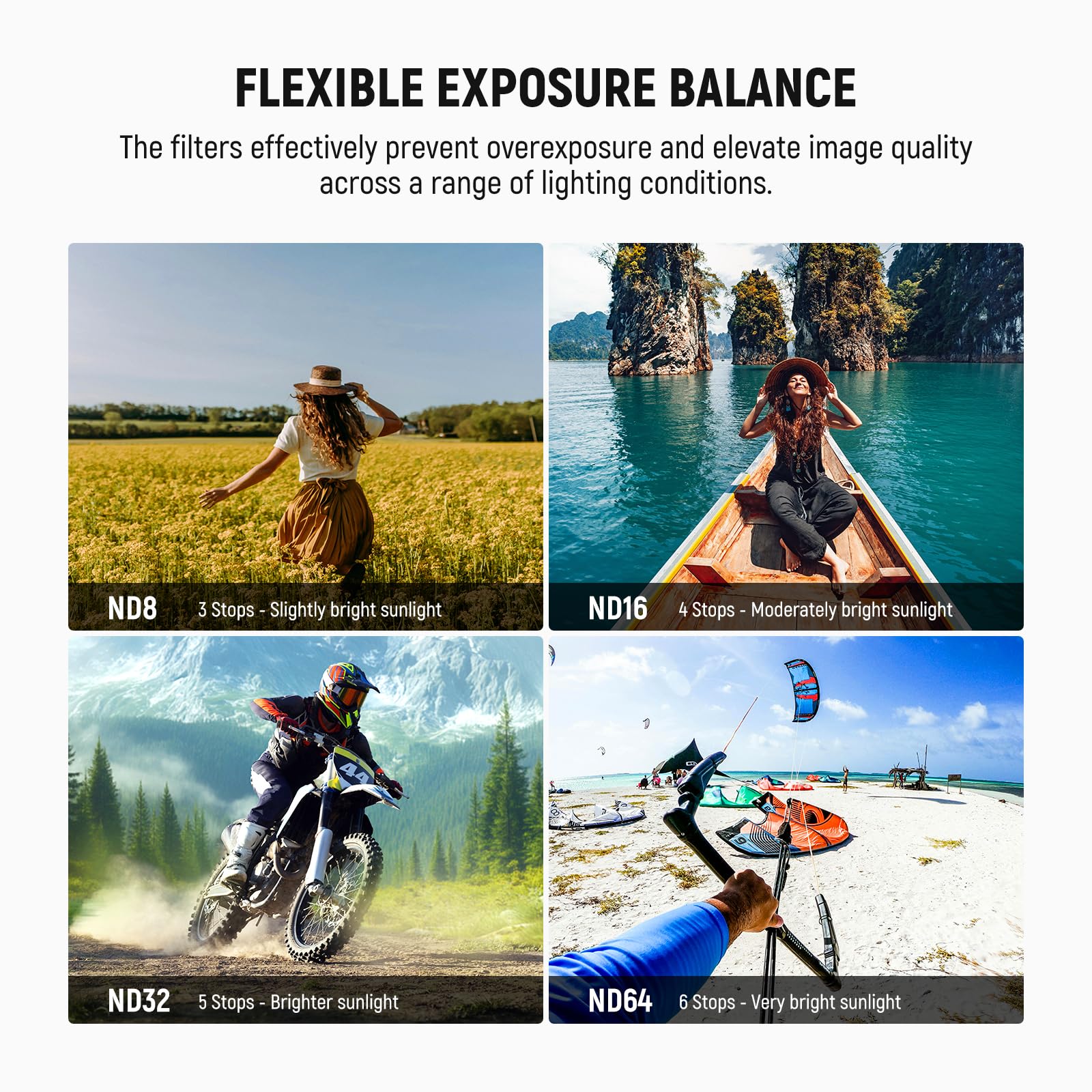 NEEWER Zestaw filtrów ND kompatybilny z Insta360 GO Ultra (UV/CPL/ND8/ND16/ND32/ND64), filtr obiektywu okrągłego polaryzator neutralna gęstość, szkło optyczne HD akcesoria do kamer akcji, FL-C53