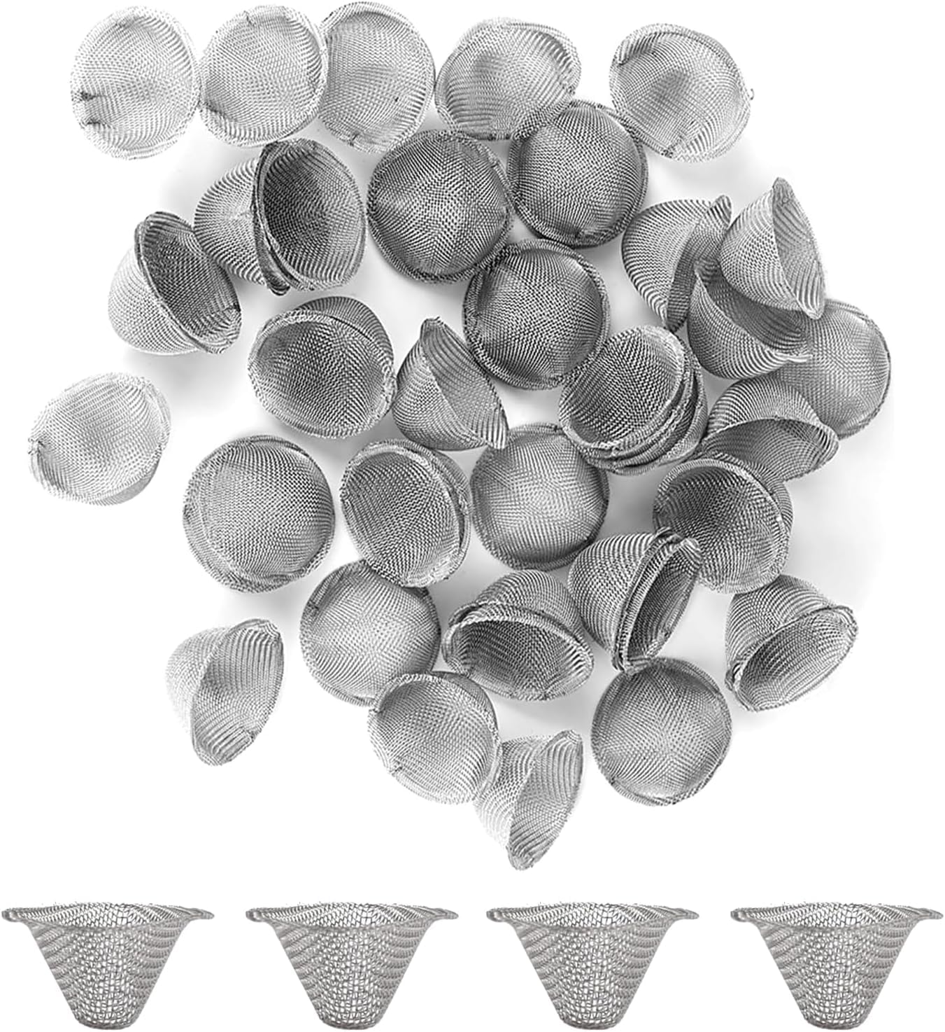 LCHYI 50 Pcs Stainless Steel Pipe Screens Filter,Adjustable Size Metal Wire Mesh Filter Reusable Tube Ball Screen 0.5" Bowl Mesh Gauzes Reusable Mesh Bowl Screens