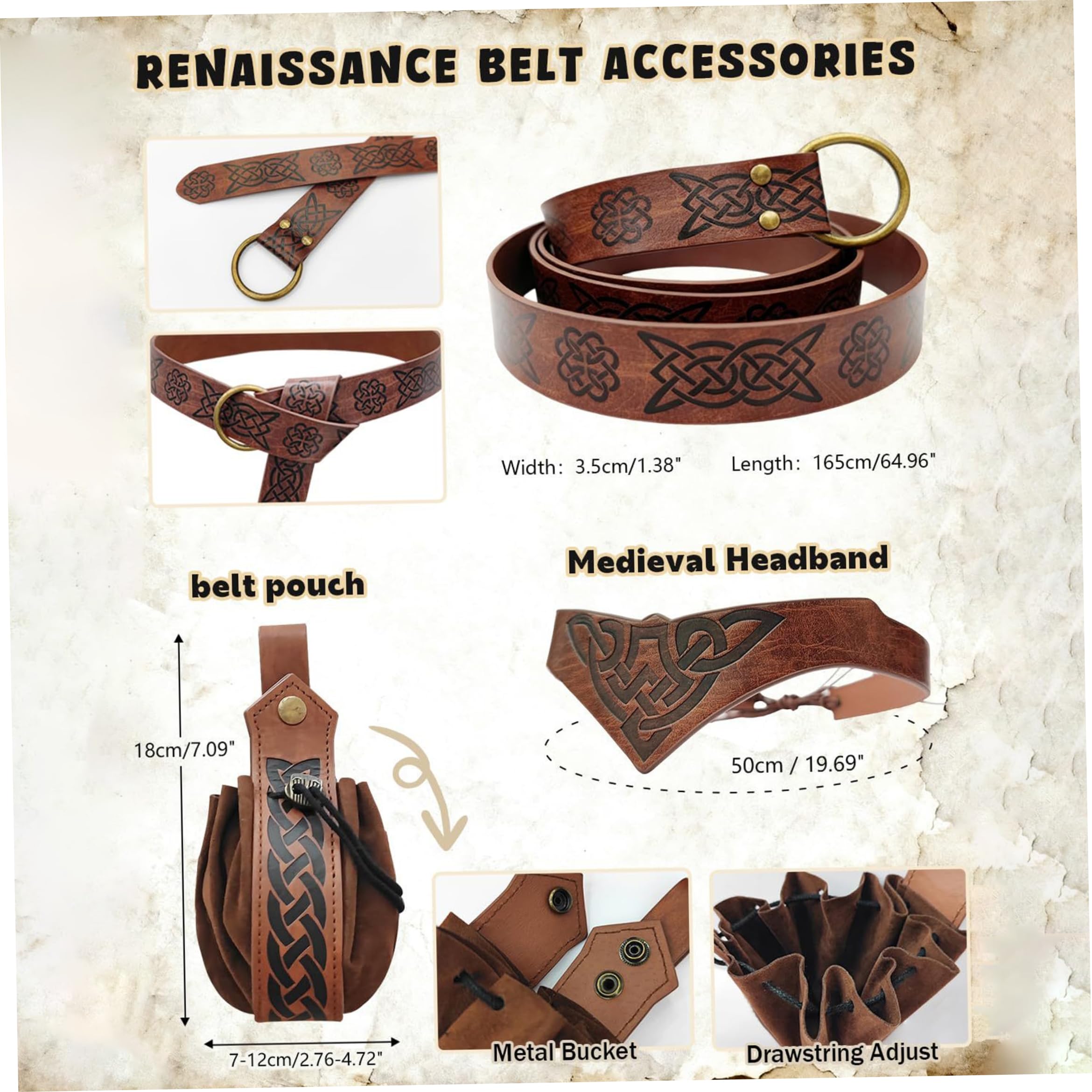 Conjunto Retro de 4 Piezas de Capa Medieval con Capucha, Negro