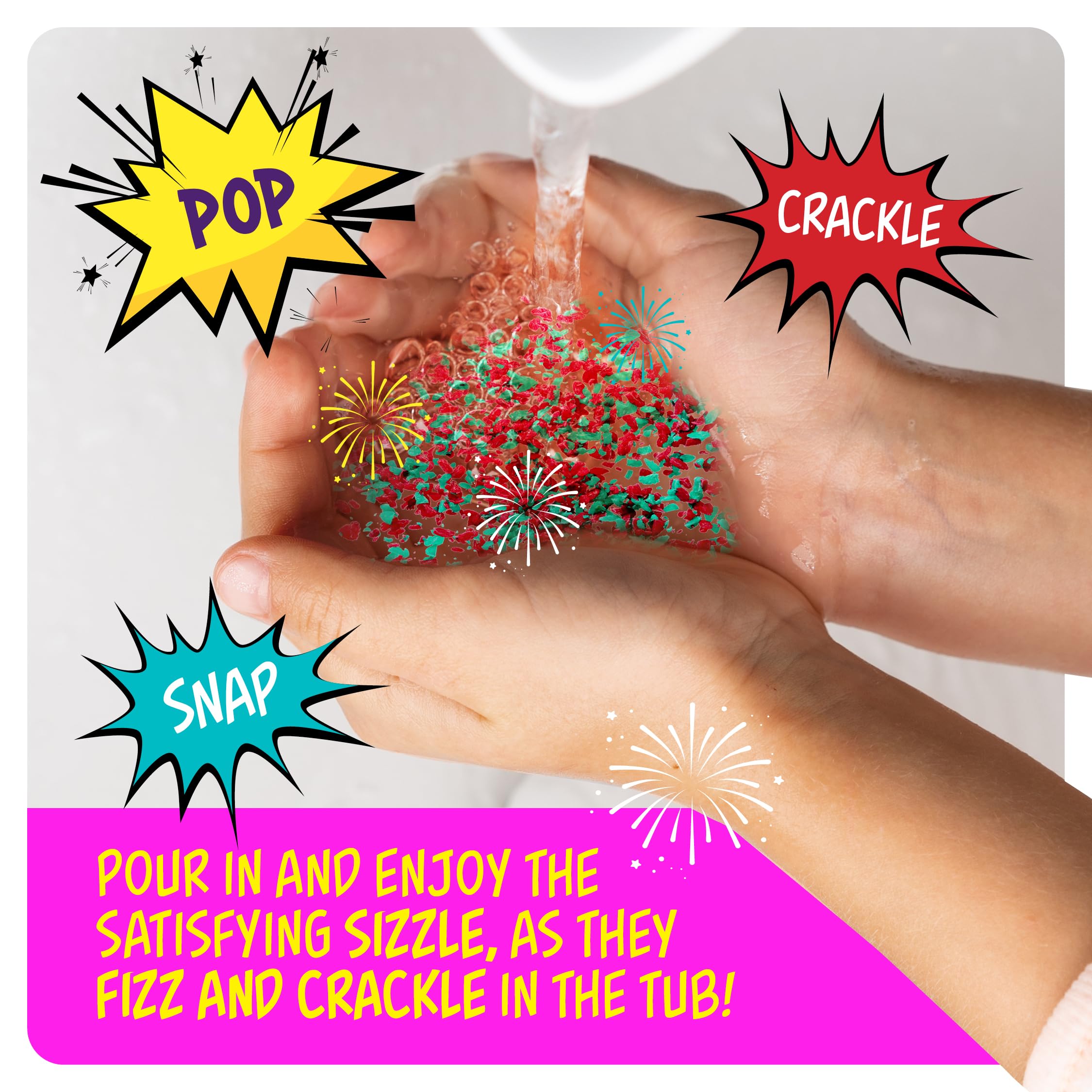 Bath Sizzlers for Kids - Bath Toys for Kids Ages 4-8 Year Old - Tub Crackles Toddlers Toy for Kid Age 3 4 5 6 7 8 Years - Girls Toddler Bathtub Fizzies Bubbles Set - Basket Stuffers