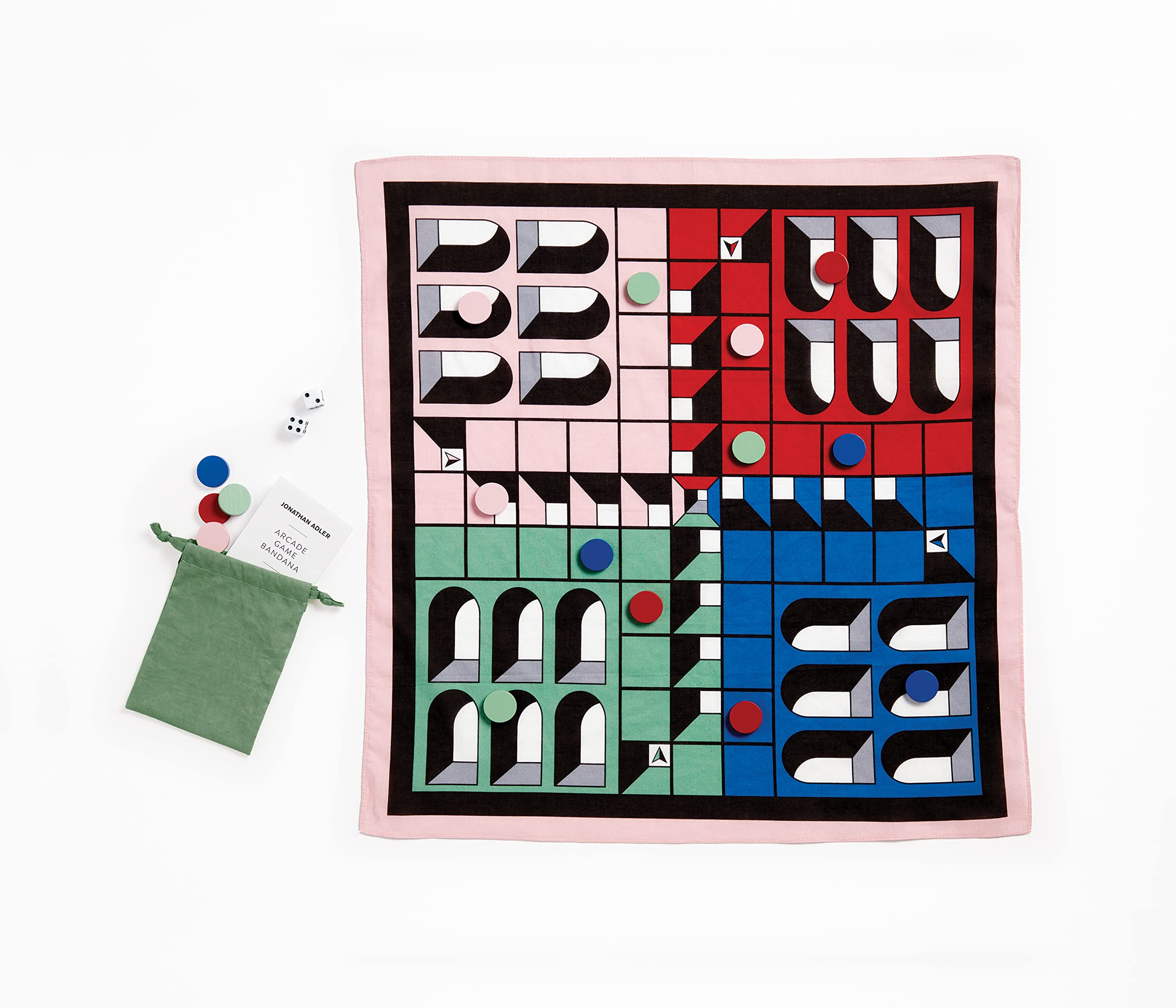 Avian Flight Classic Game Bandana – Wearable Board Game With Wooden Pieces & Dice (21.25"x21.25" Cotton)