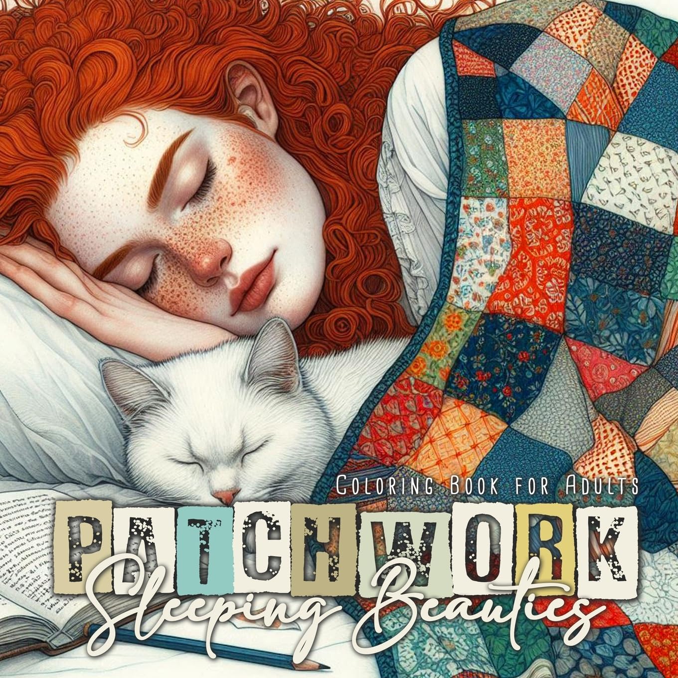 Patchwork Sleeping Beauties Coloring Book for Adults: Patchwork Coloring Book for Adults Portraits Coloring Book Grayscale Patchwork Pets Coloring Book: 7