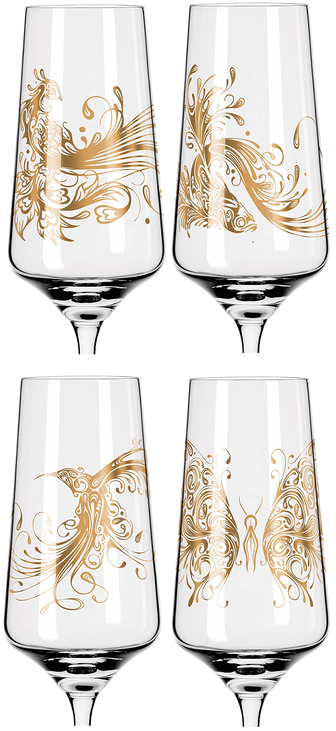 Dekomiro Ritzenhoff 4er Set Roséhauch Prosecco #1 + #2 mit Glasreinigungstuch