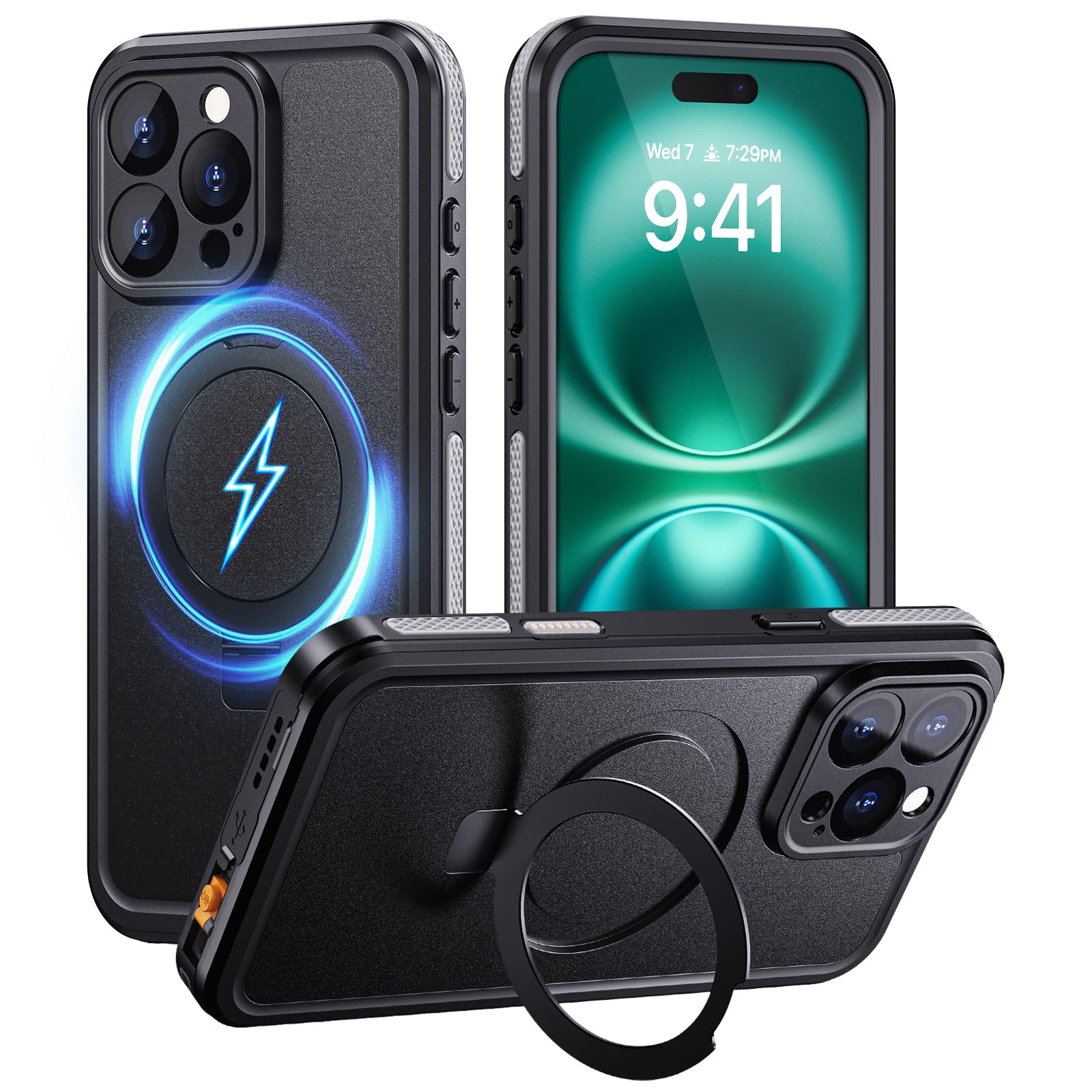 Lanhiem Etui na telefon iPhone 16 Pro Wodoodporny [IP68 Waterproof] Odporny na upadki i zadrapania Podwodny pokrowiec pyłoszczelny, dla iPhone 16 Pro 360 stopni ochrona wojskowa, czarny
