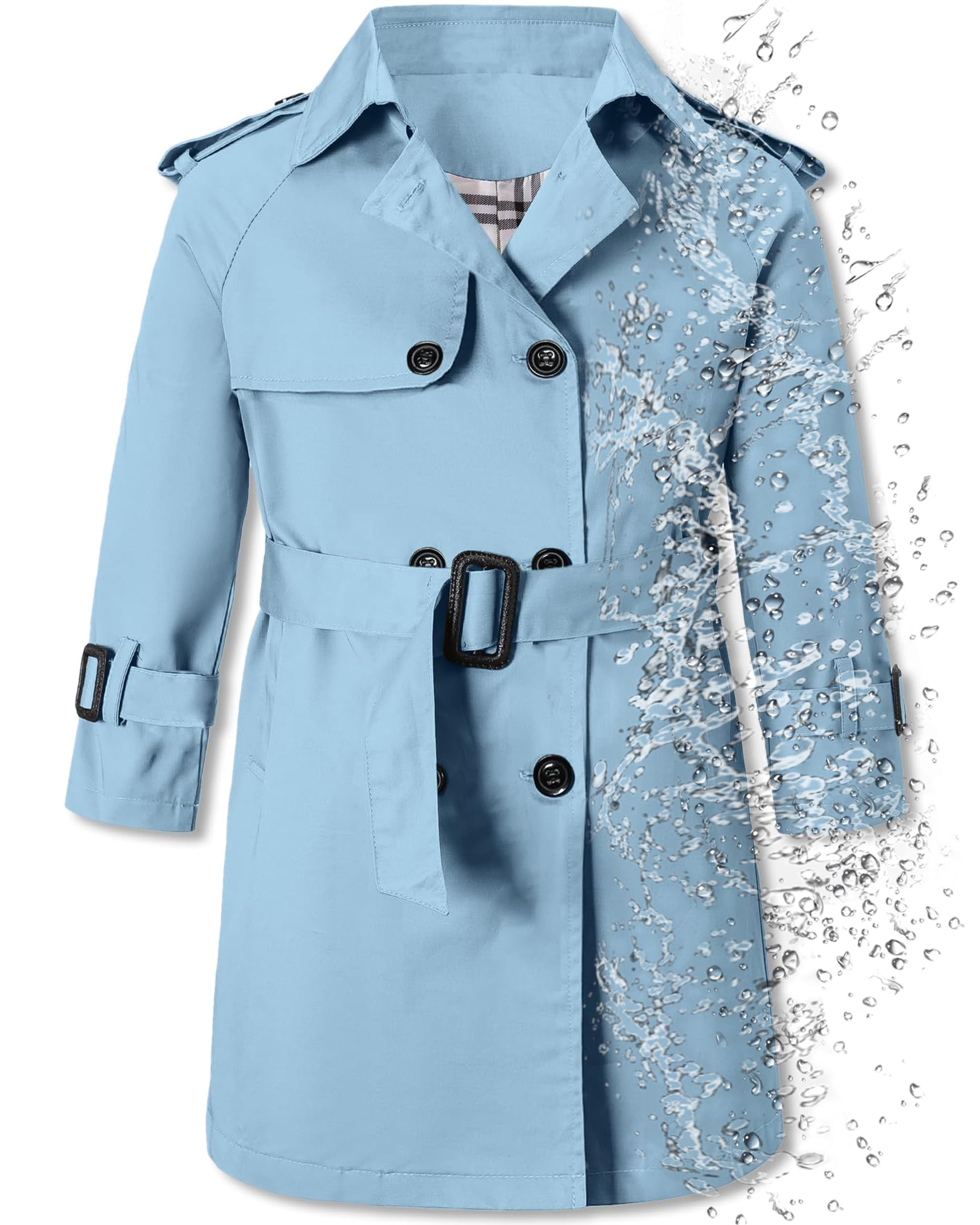 Betusline Boys Waterproof Trench Coat Double Breasted Jacket Dress Coats