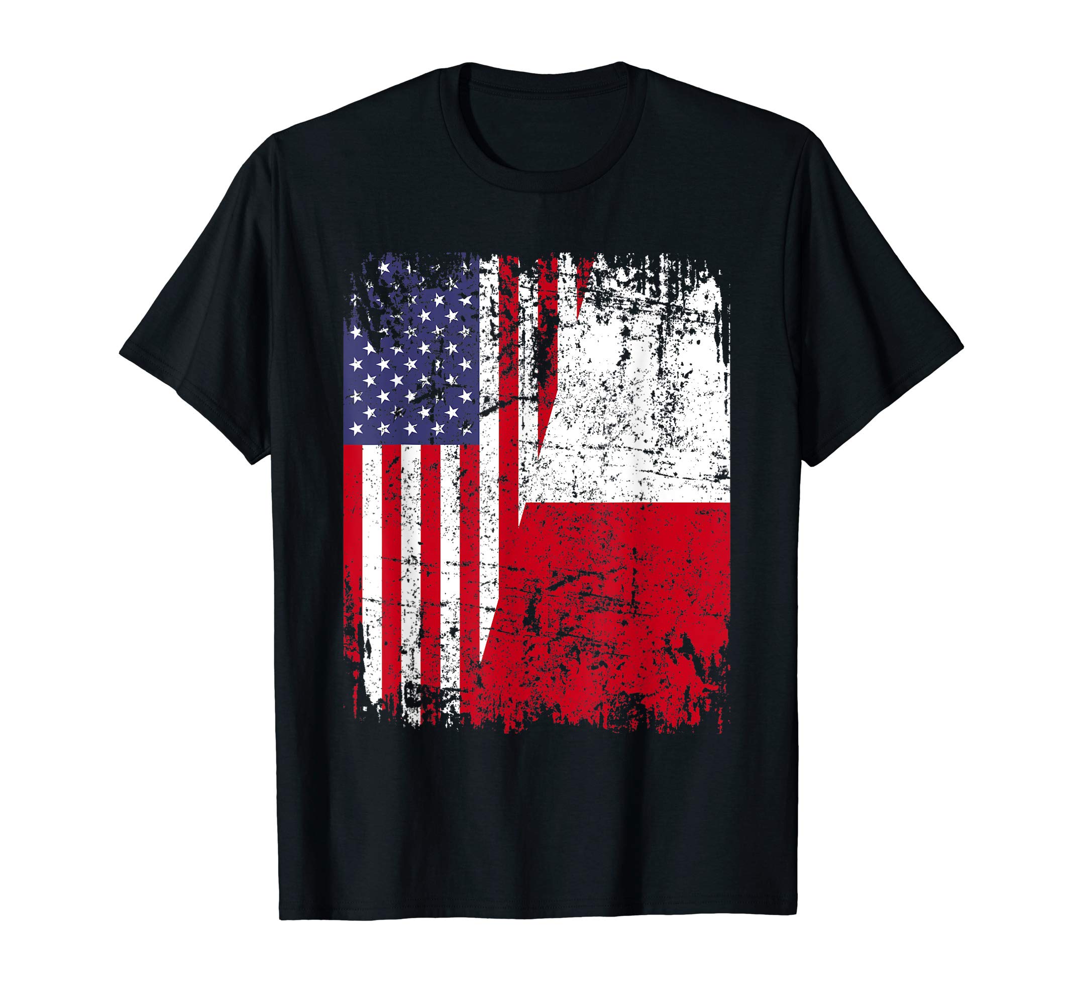 Poland Family StorePOLISH ROOTS | Half American Flag | USA POLAND FLAG T-Shirt